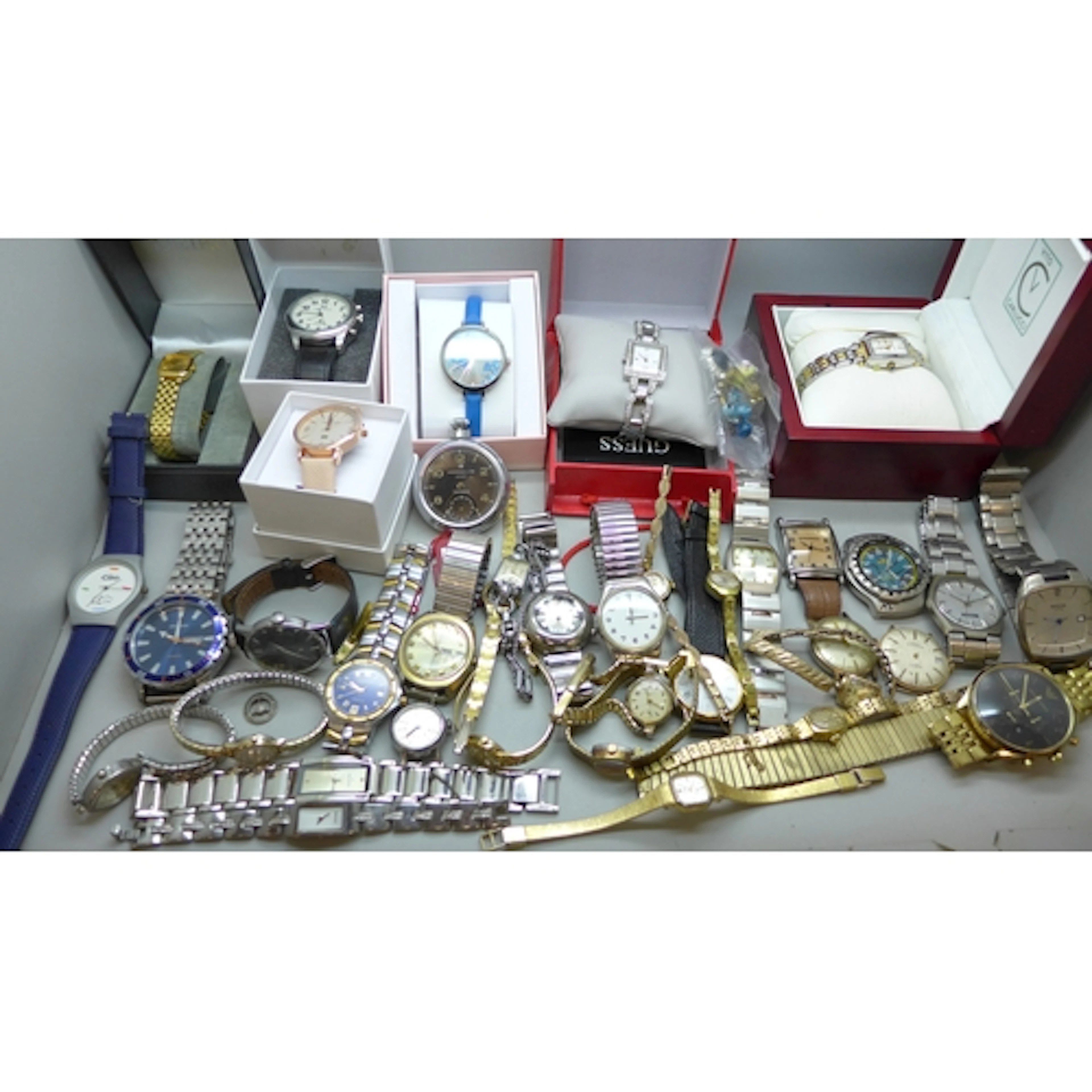 A collection of wristwatches including vintage