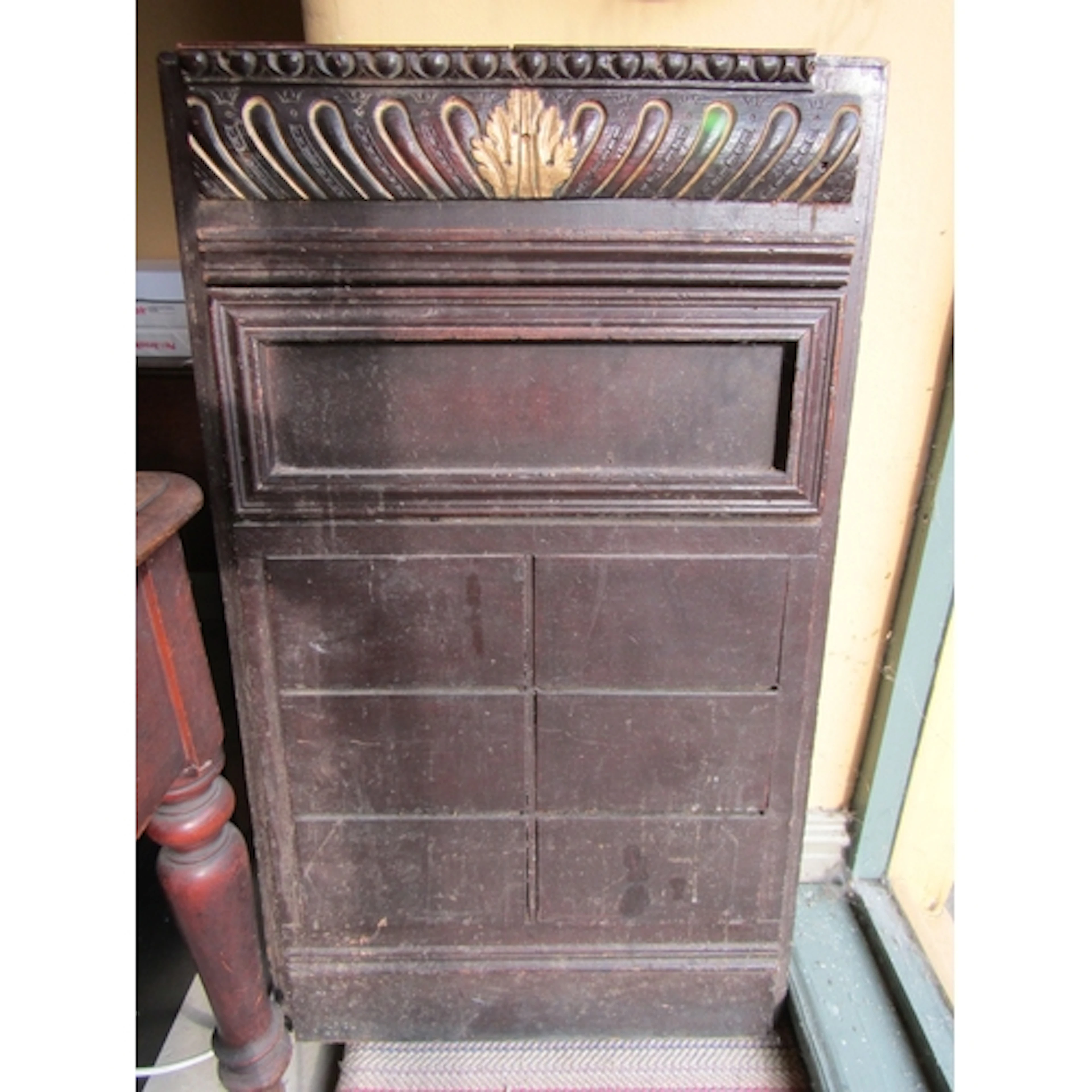 Jacobean Carved Oak Wall Panel with Gilded Decoration Rectan...
