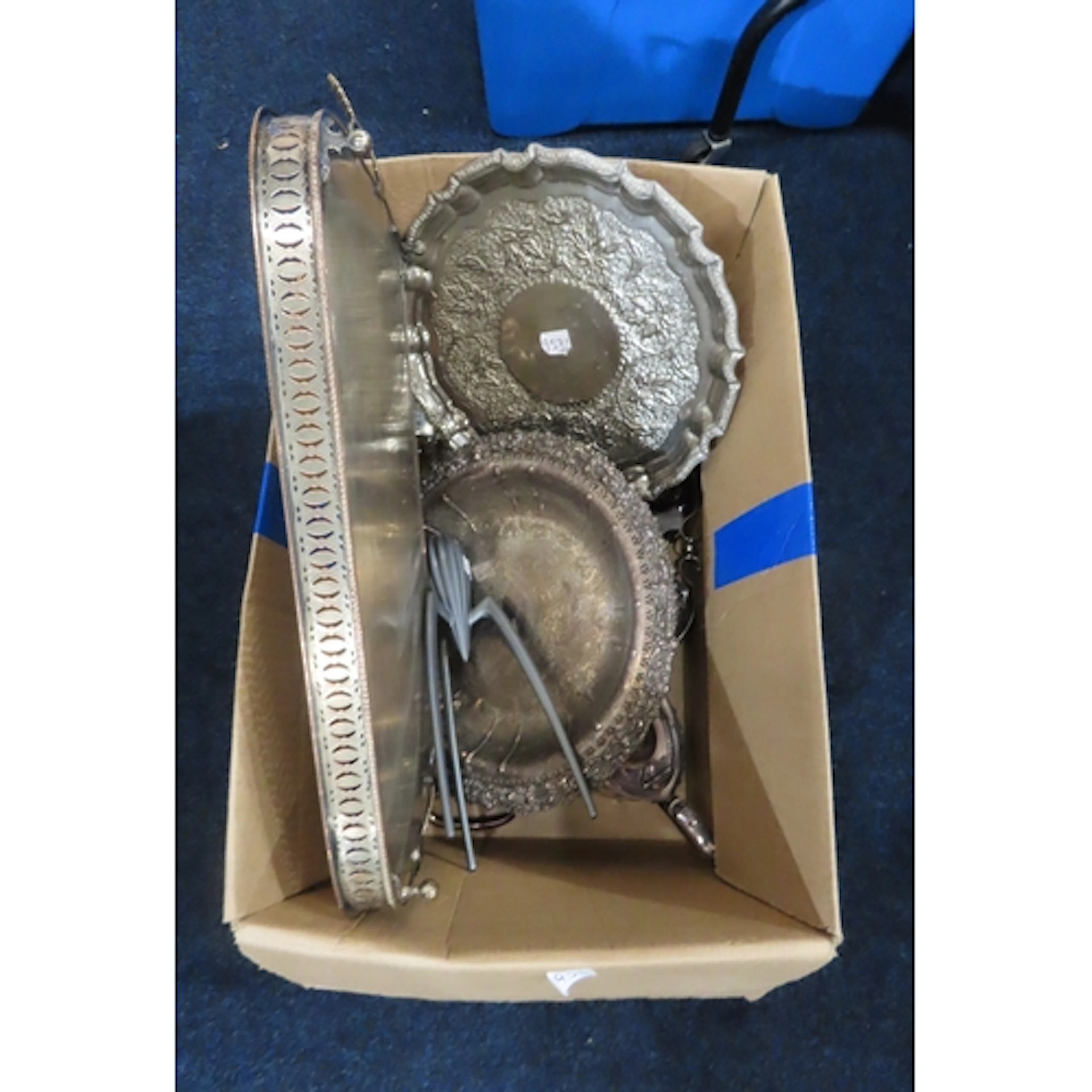 A collection of EPNS including trays, hotelware, a swing-han...