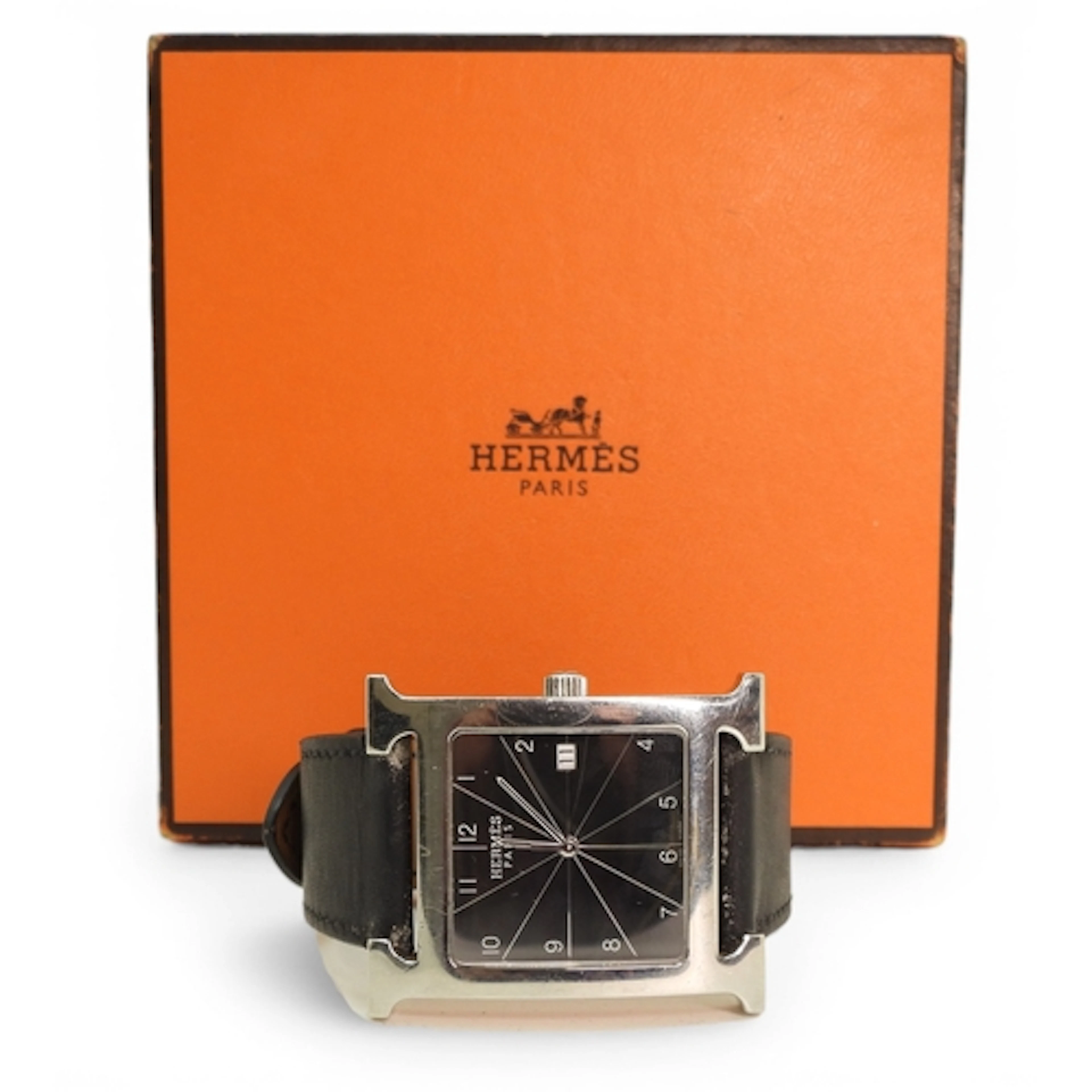 A HERMES WATCH HH1 810 the big 'H' case in stainless steel w...