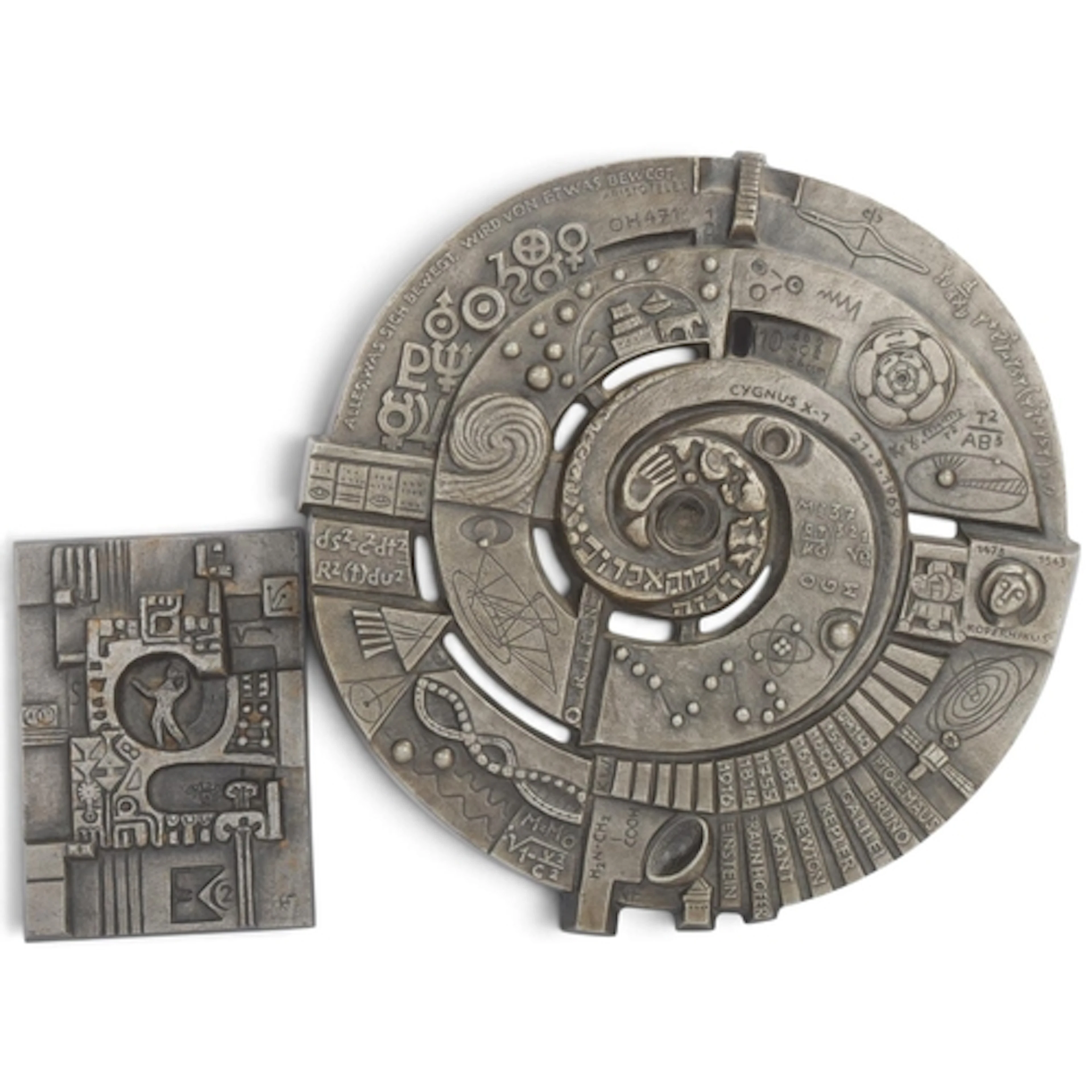 KARL FRANKE, Germany, two cast iron wall hanging sculptures,...