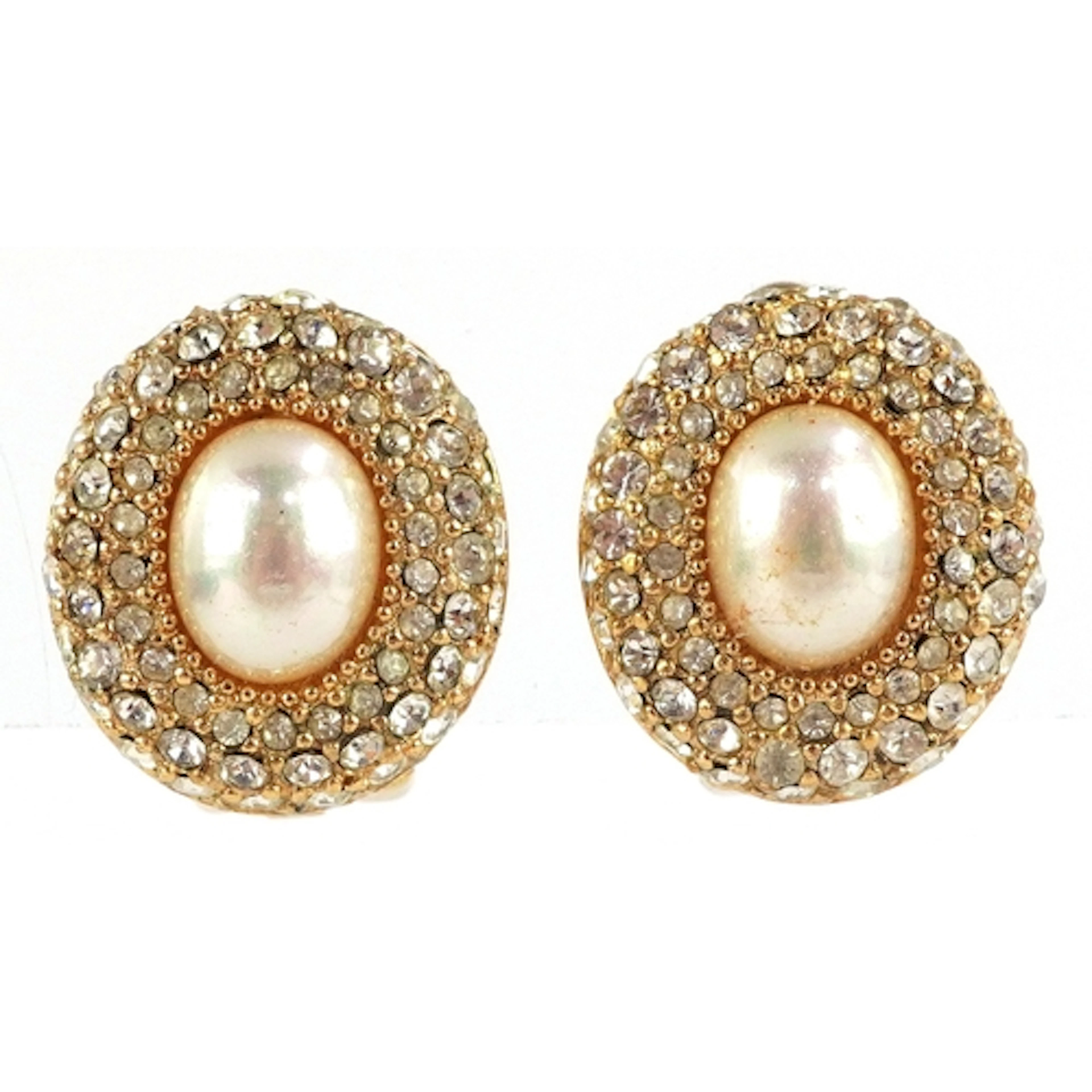 Christian Dior, pair of vintage designer yellow metal clear ...