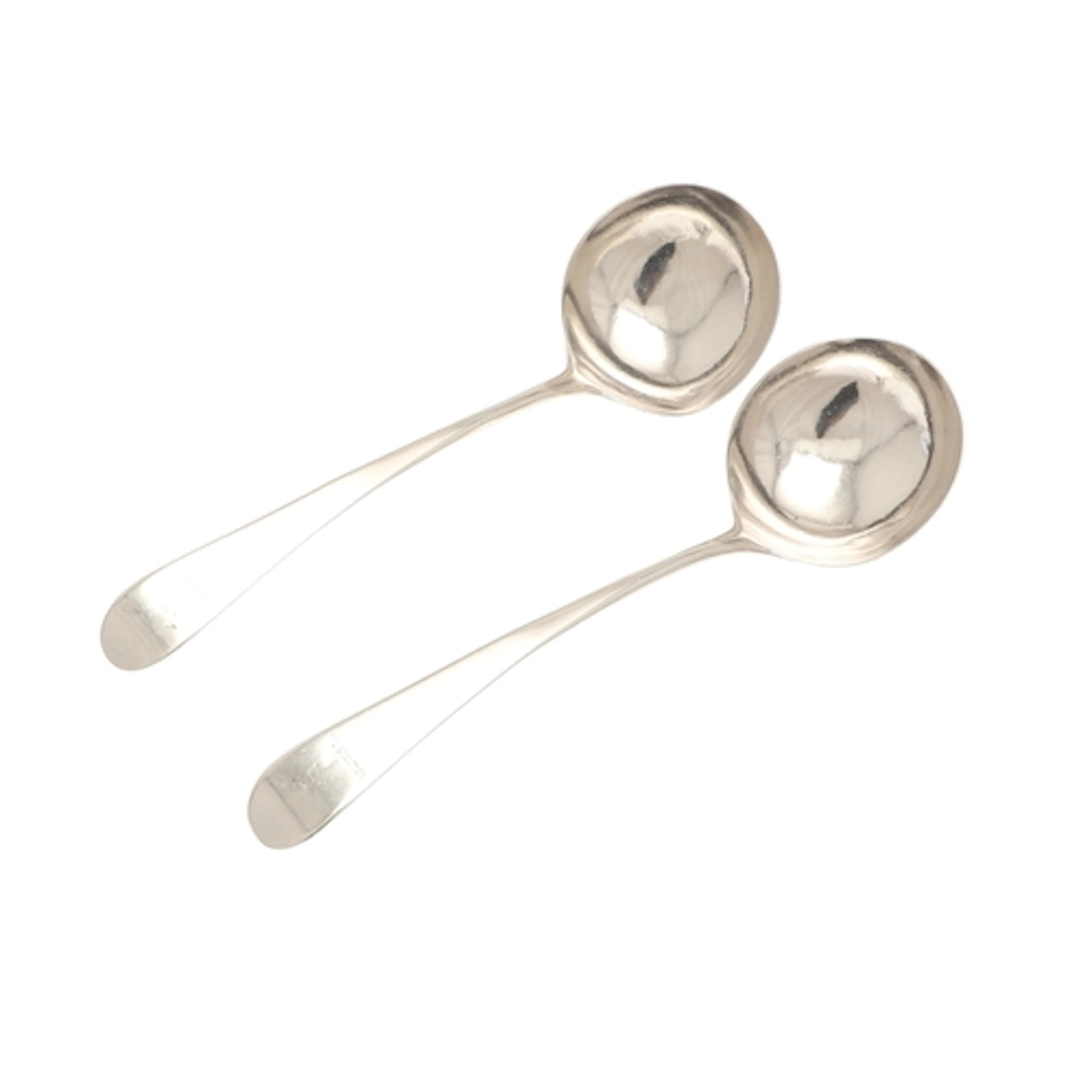 A PAIR OF GEORGE III SILVER OLD ENGLISH PATTERN SAUCE LADLES...