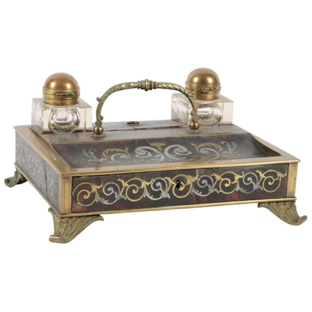A boulle work desk stand, early to mid-19th century, in tort...