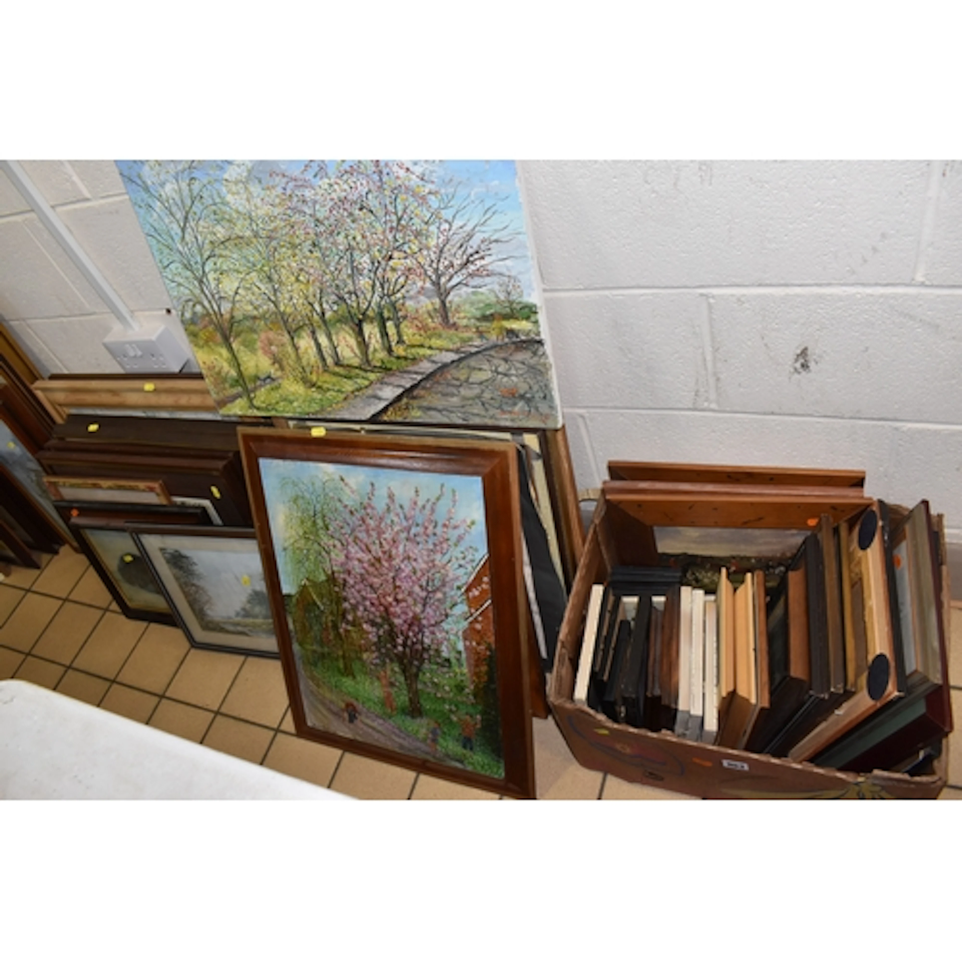A QUANTITY OF PAINTINGS AND PRINTS ETC, to include a unsigne...