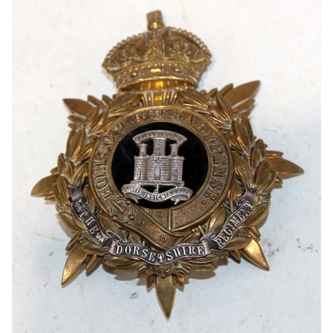 Victorian Dorsetshire Regiment officers shako/helmet plate