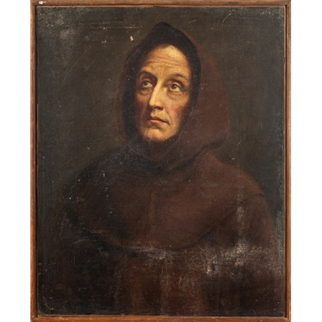 19th or 20th Century school - Study of a monk wearing a hoo...