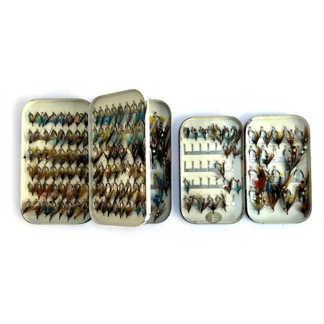 A particularly well stocked vintage double fly box by J. For...