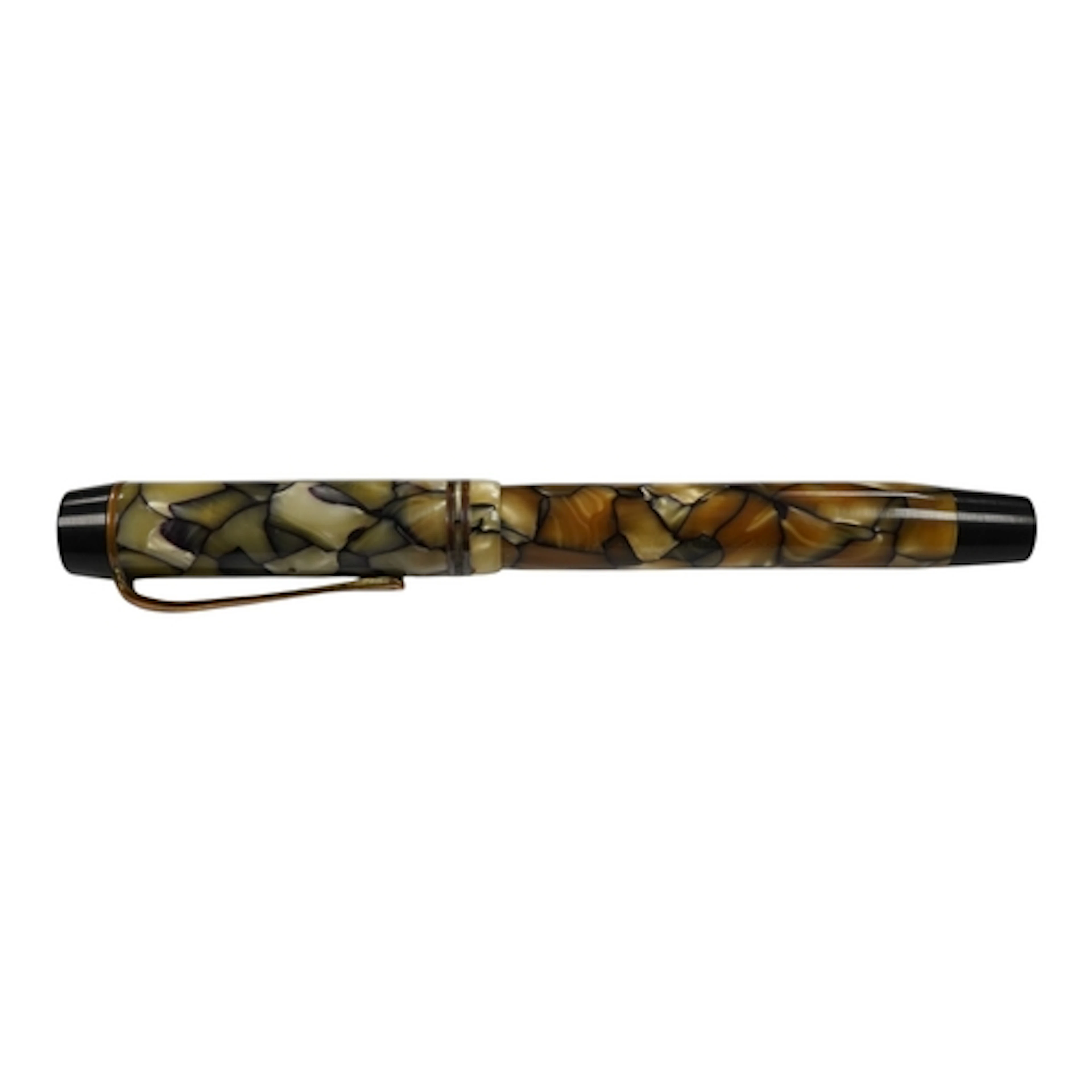 A Montblanc vintage black and pearl button fill fountain pen...