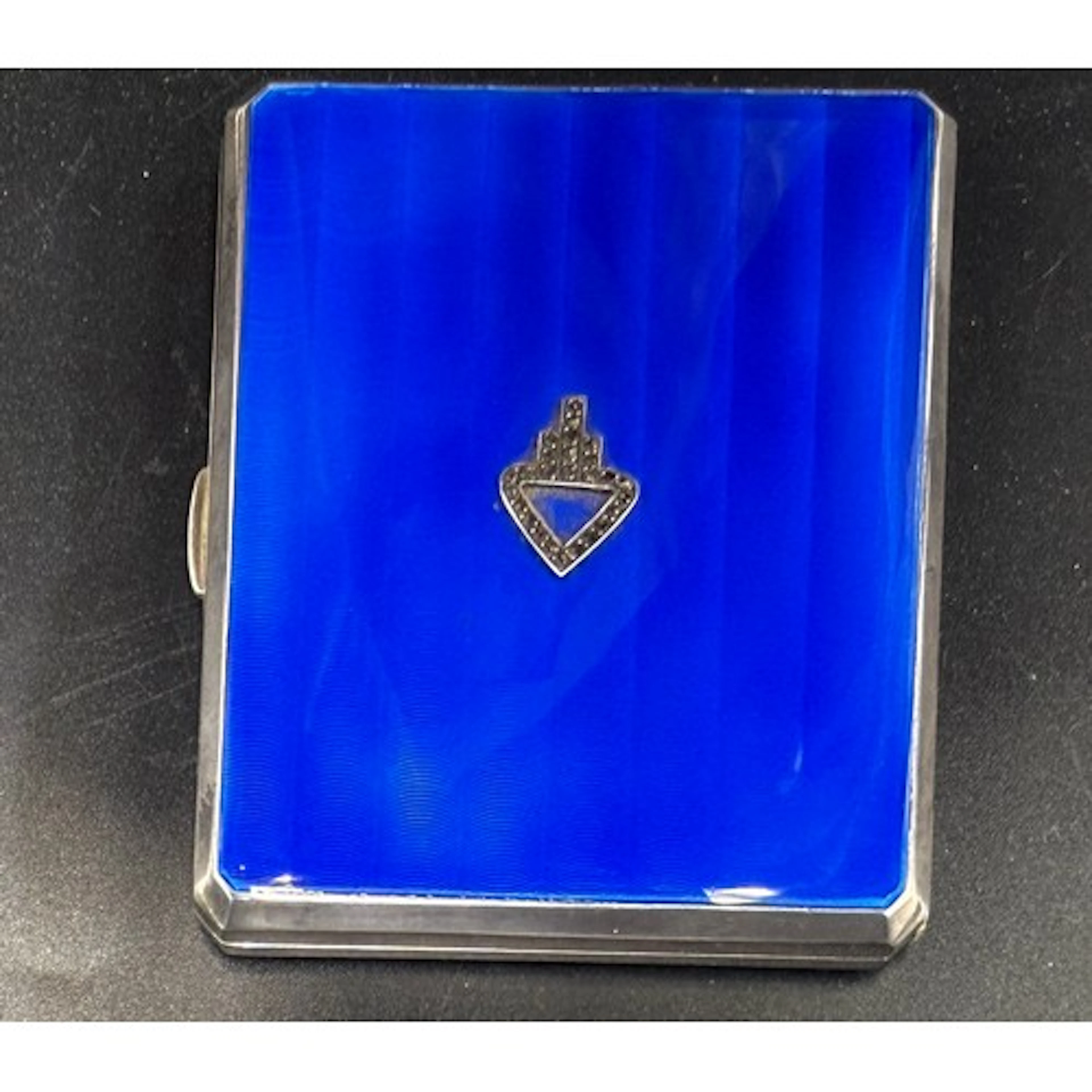 Hallmarked silver and enamel cigarette case. Birmingham 1931...