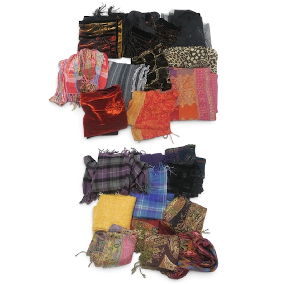 A collection of scarves including velvet devore examples&nbs...