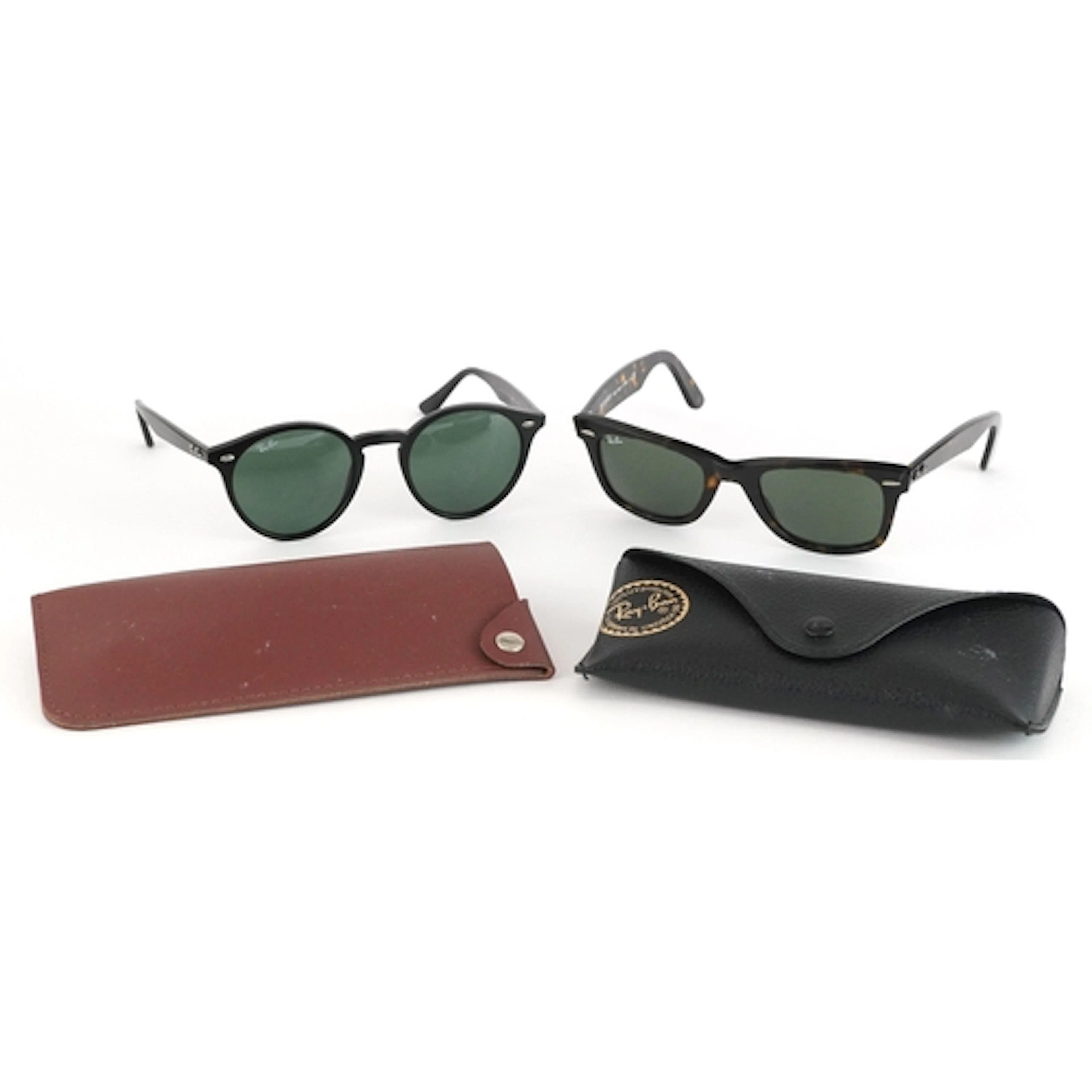 Two pairs of Ray-Ban sunglasses including a Wayfarer RB 2140...