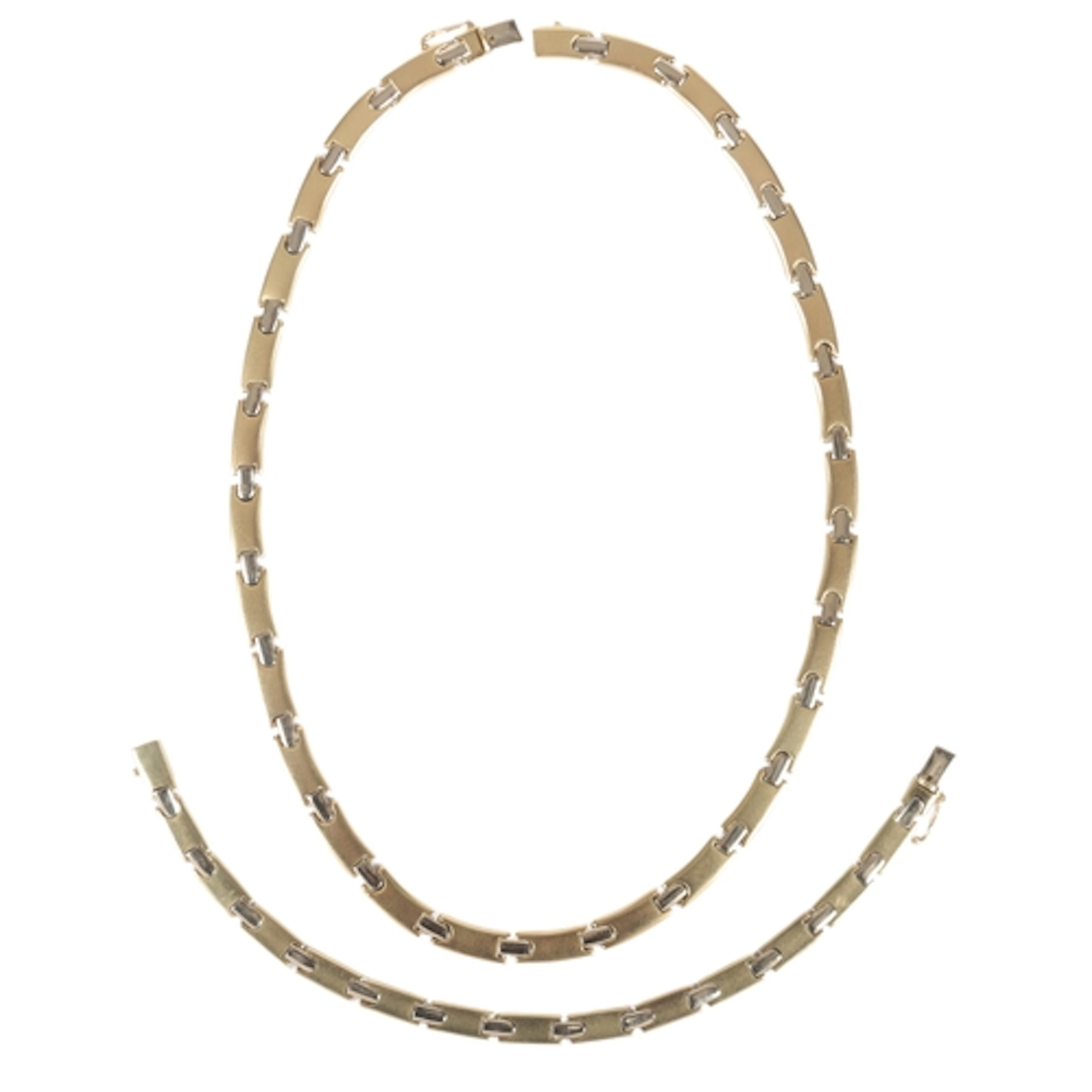 A gold demi-parure, comprising: a necklace and bracelet, eac...