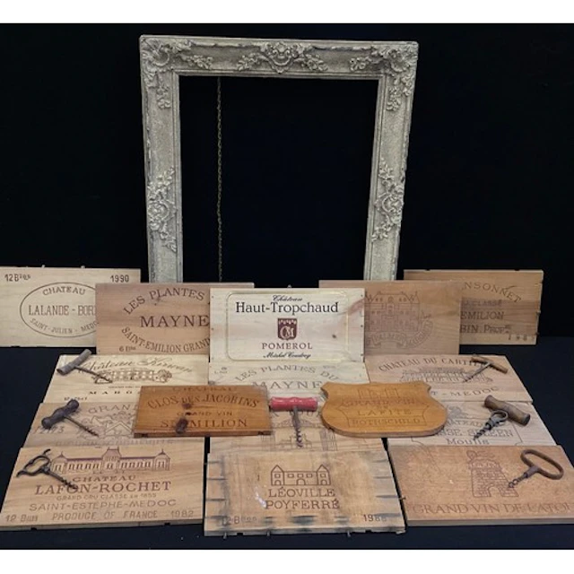 A collection of French Bordeaux wine crate panels or caisse ...