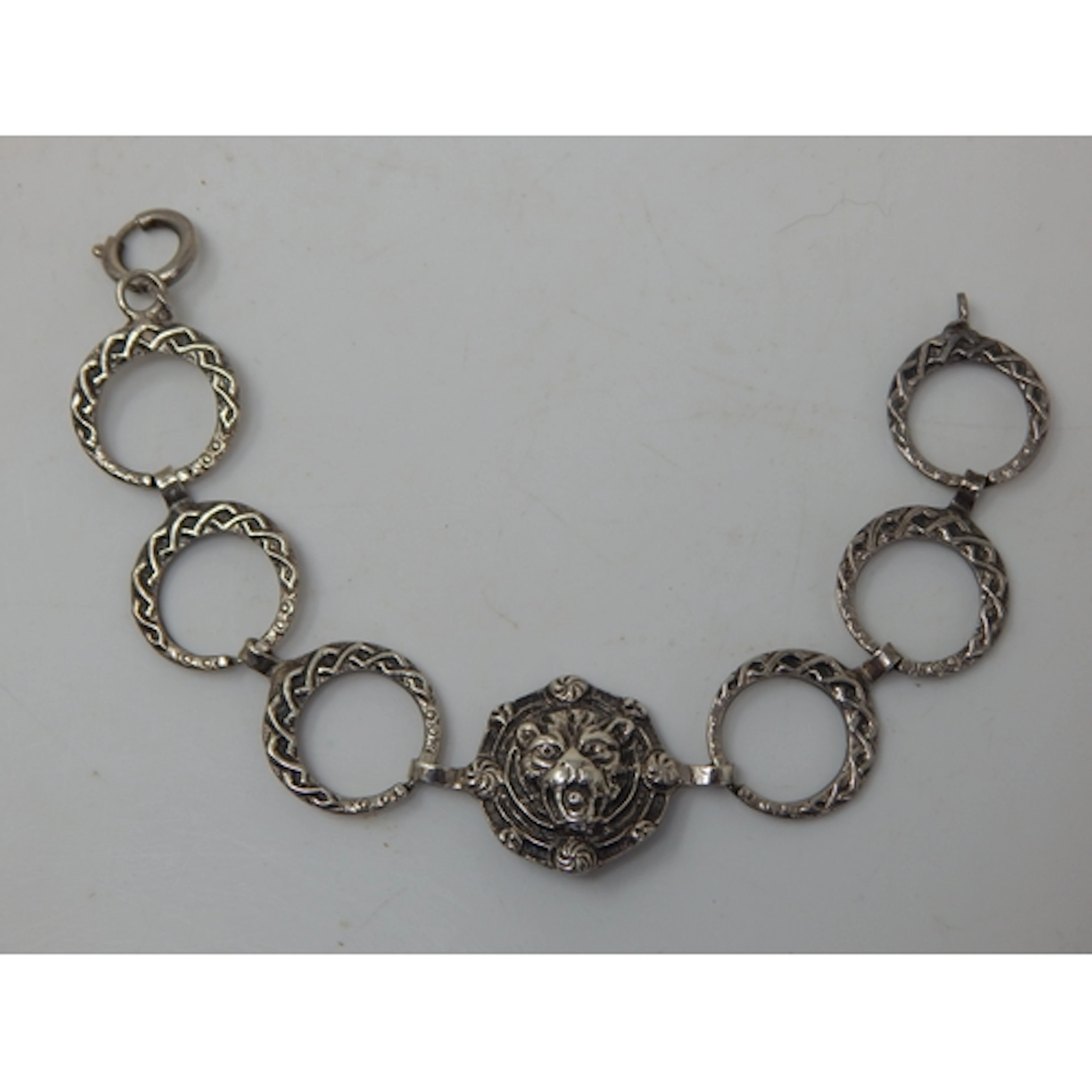 Scottish Silver Leopard Head Celtic Bracelet Hallmarked Glas...