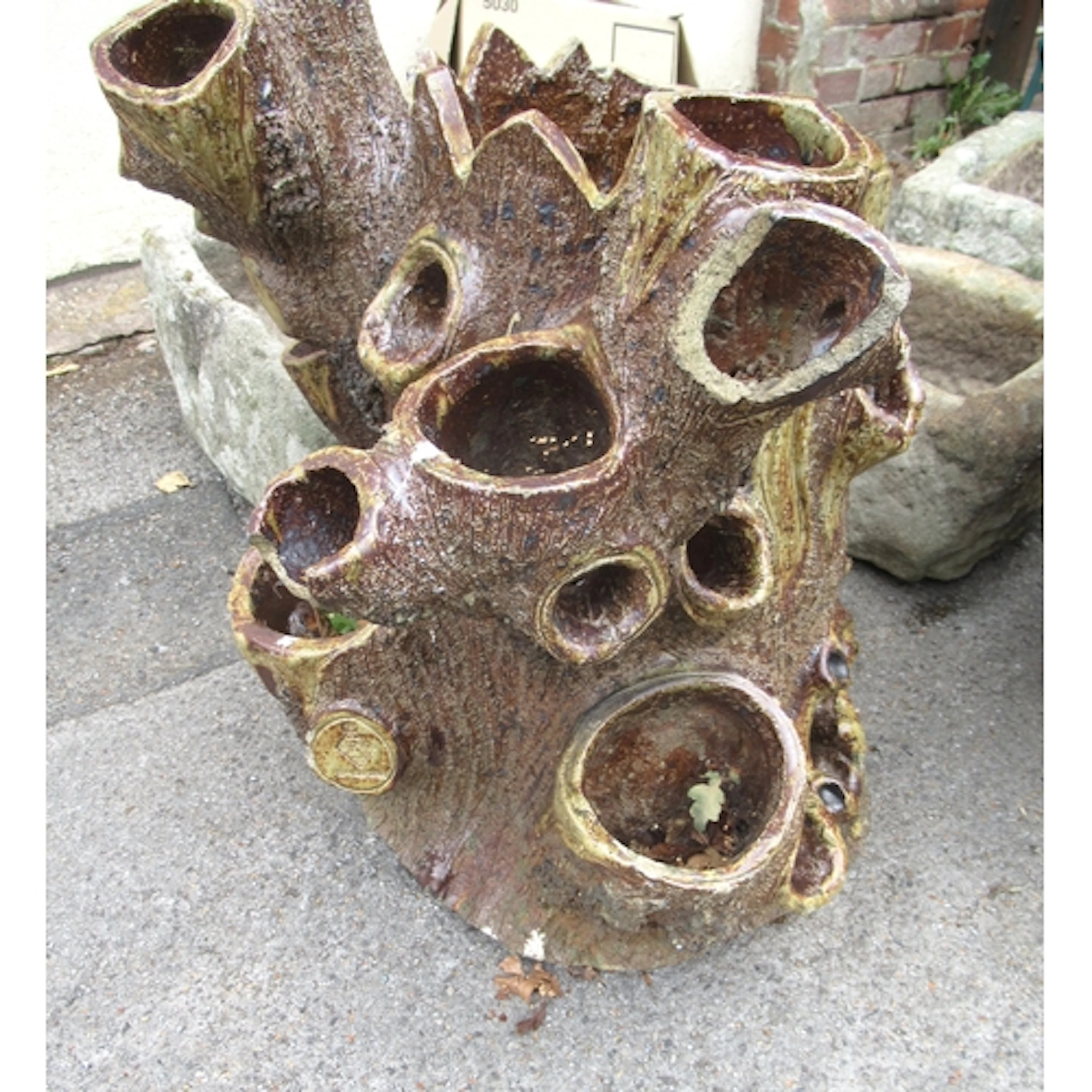 19th Century glazed stoneware strawberry planter, in the for...