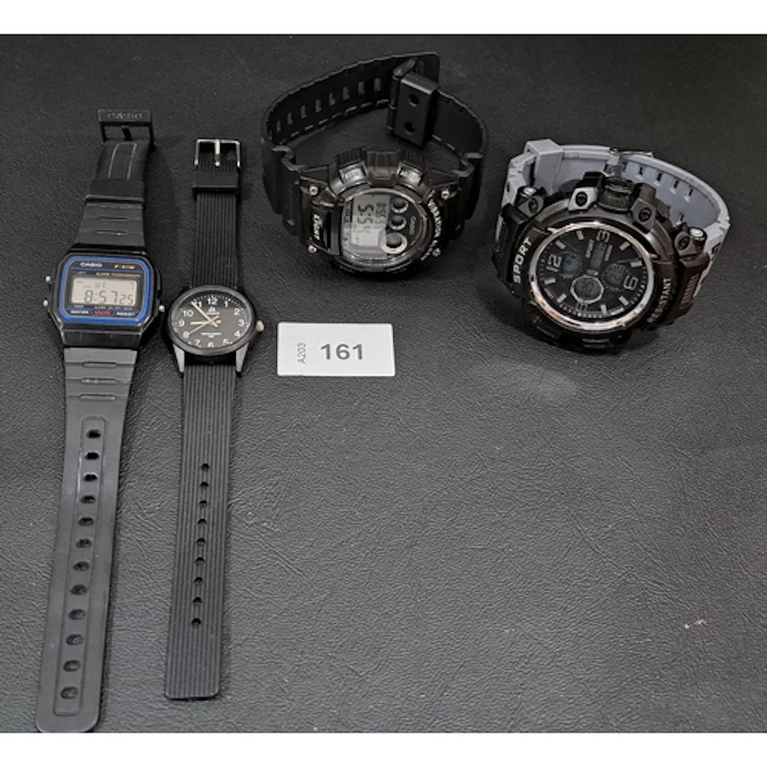 FOUR SPORT / FASION WATCHES including Casio F-91W and W-735...