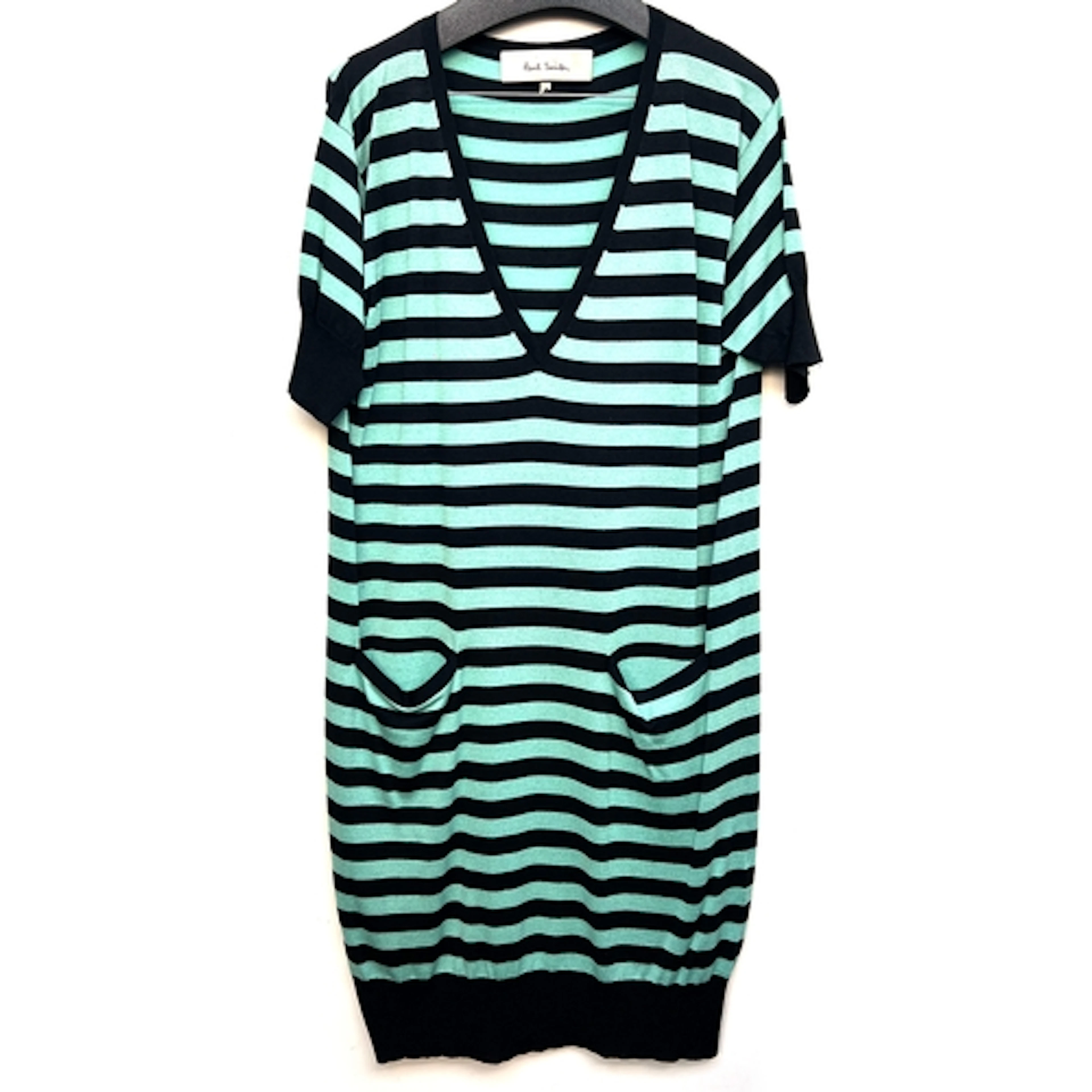A Paul Smith mint green and black striped silk cashmere dres...