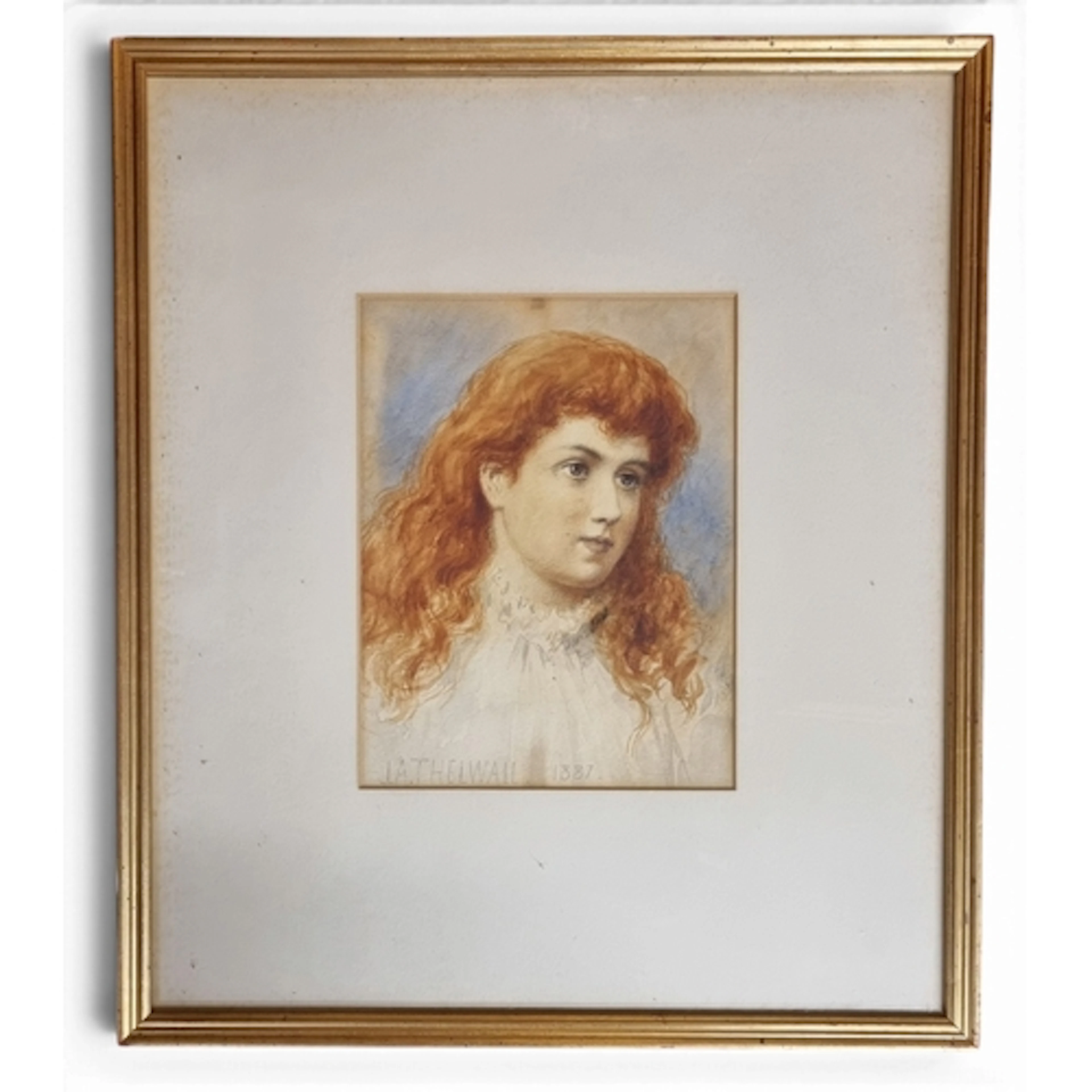 A late 19th Century Watercolour of a red haired Woman by JA ...