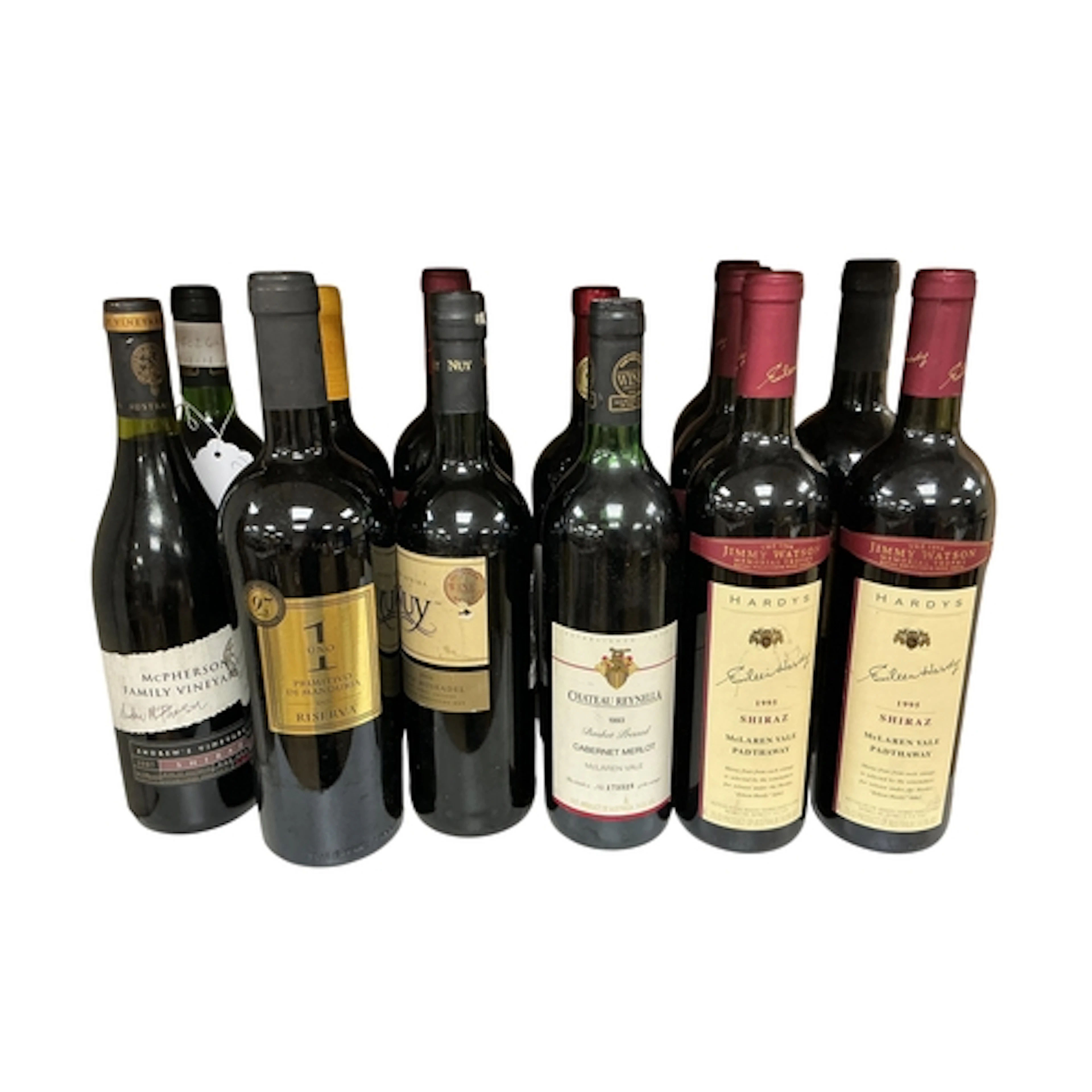 A mixed group of red wines, comprising: two bottles 1982 ChÃ...