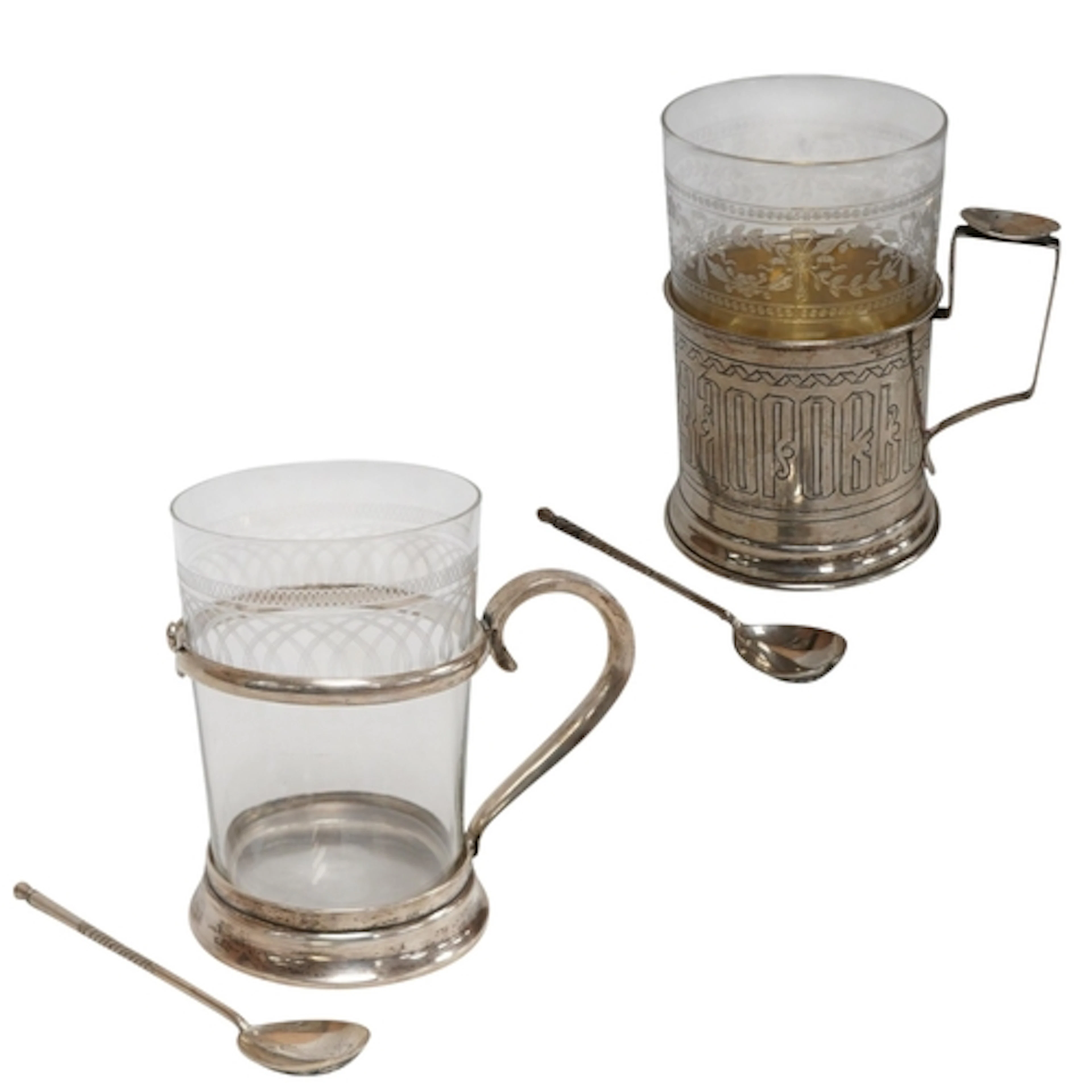 Two late 19th/early 20th century Russian 84 zolotnik podstak...