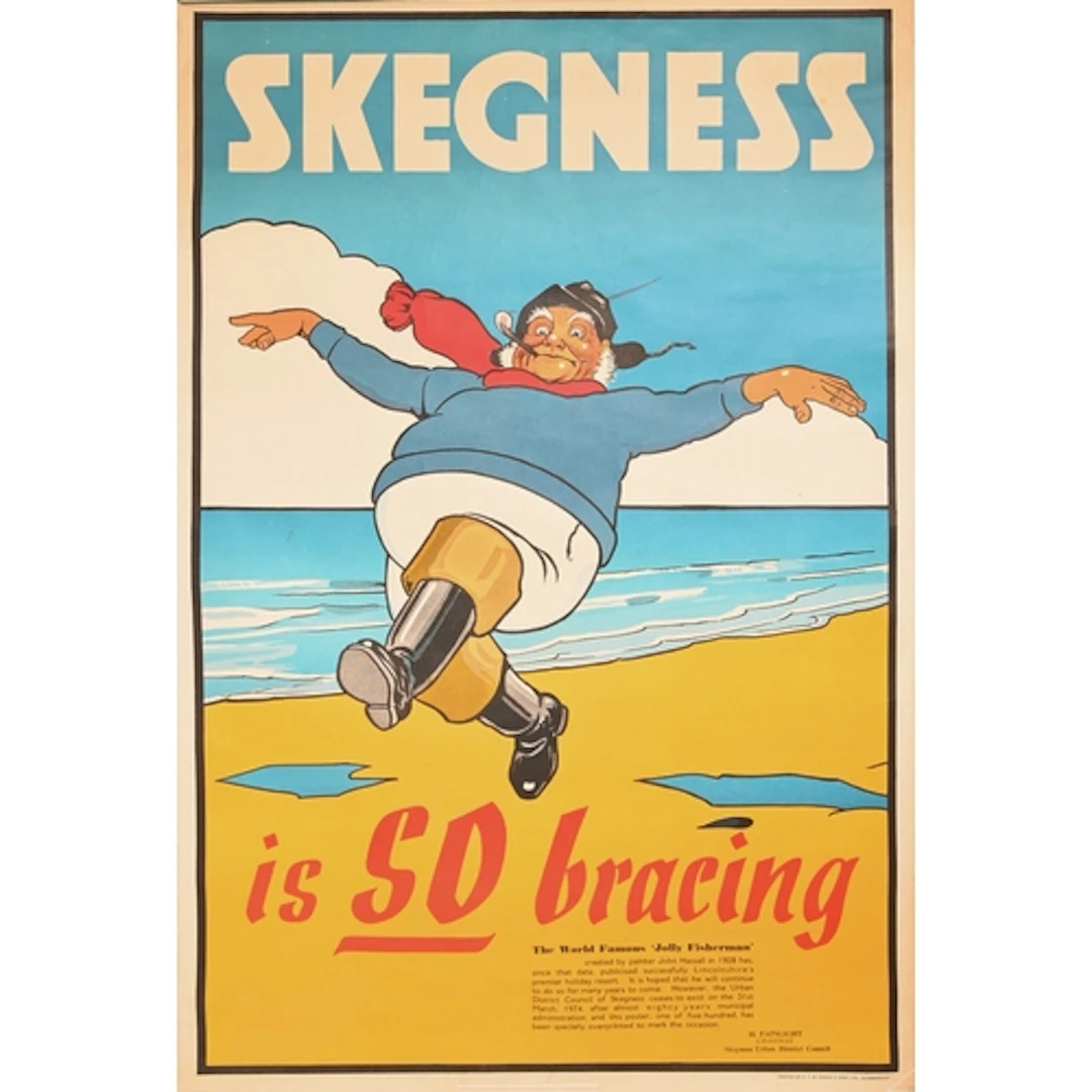 Vintage advertising. 'Skegness is So Bracing!' Jolly F...