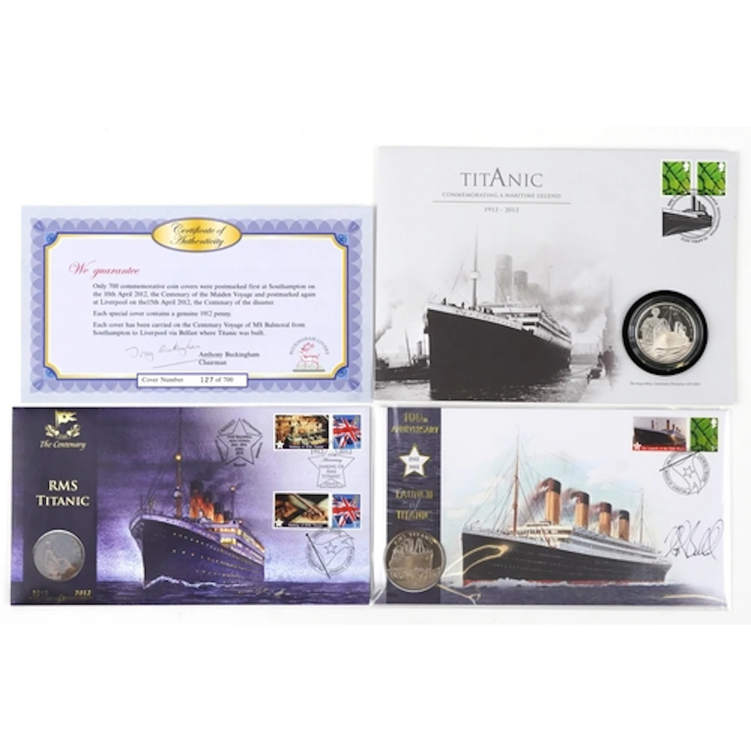 Three RMS Titanic commemorative coin covers comprising Titan...