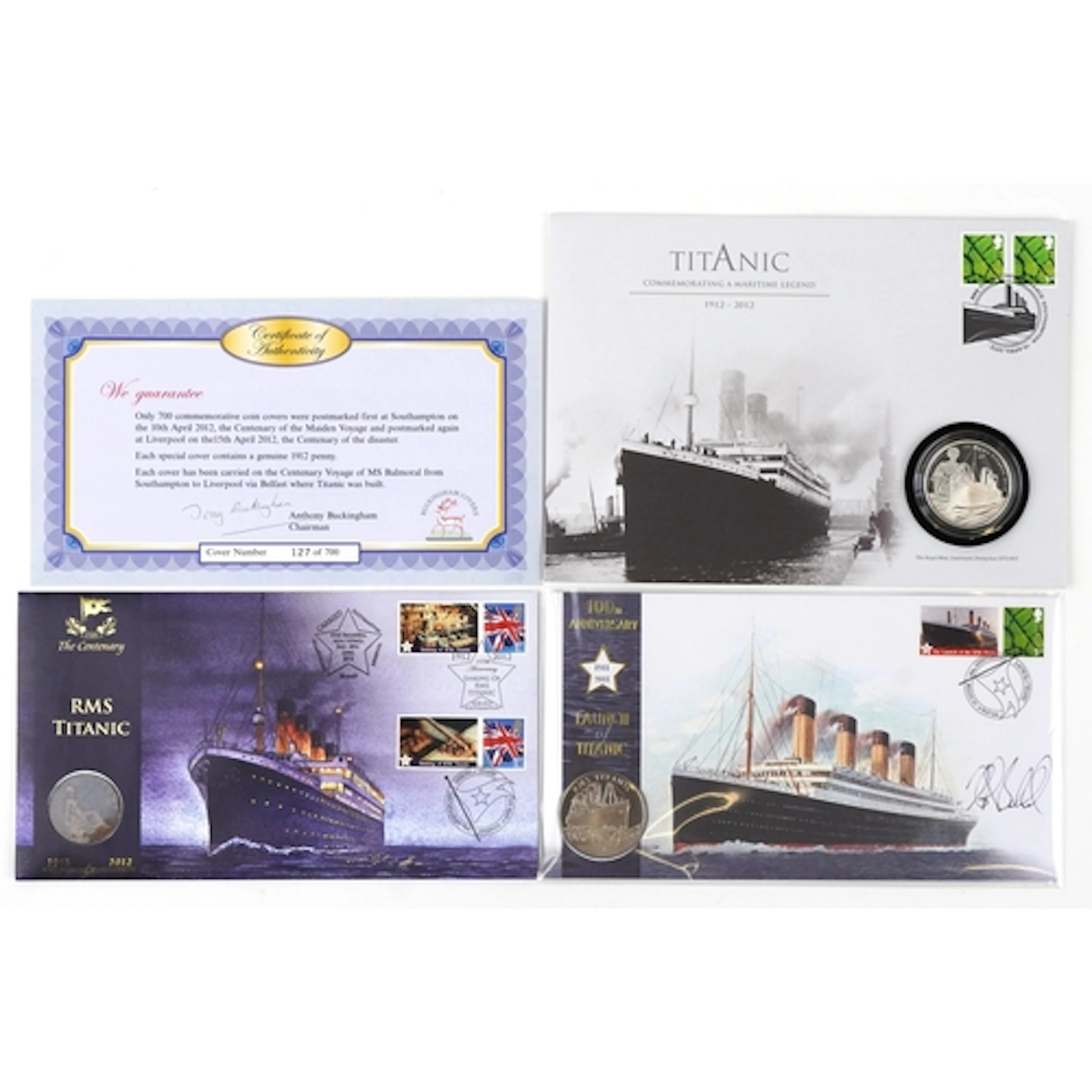 Three RMS Titanic commemorative coin covers comprising Titan...