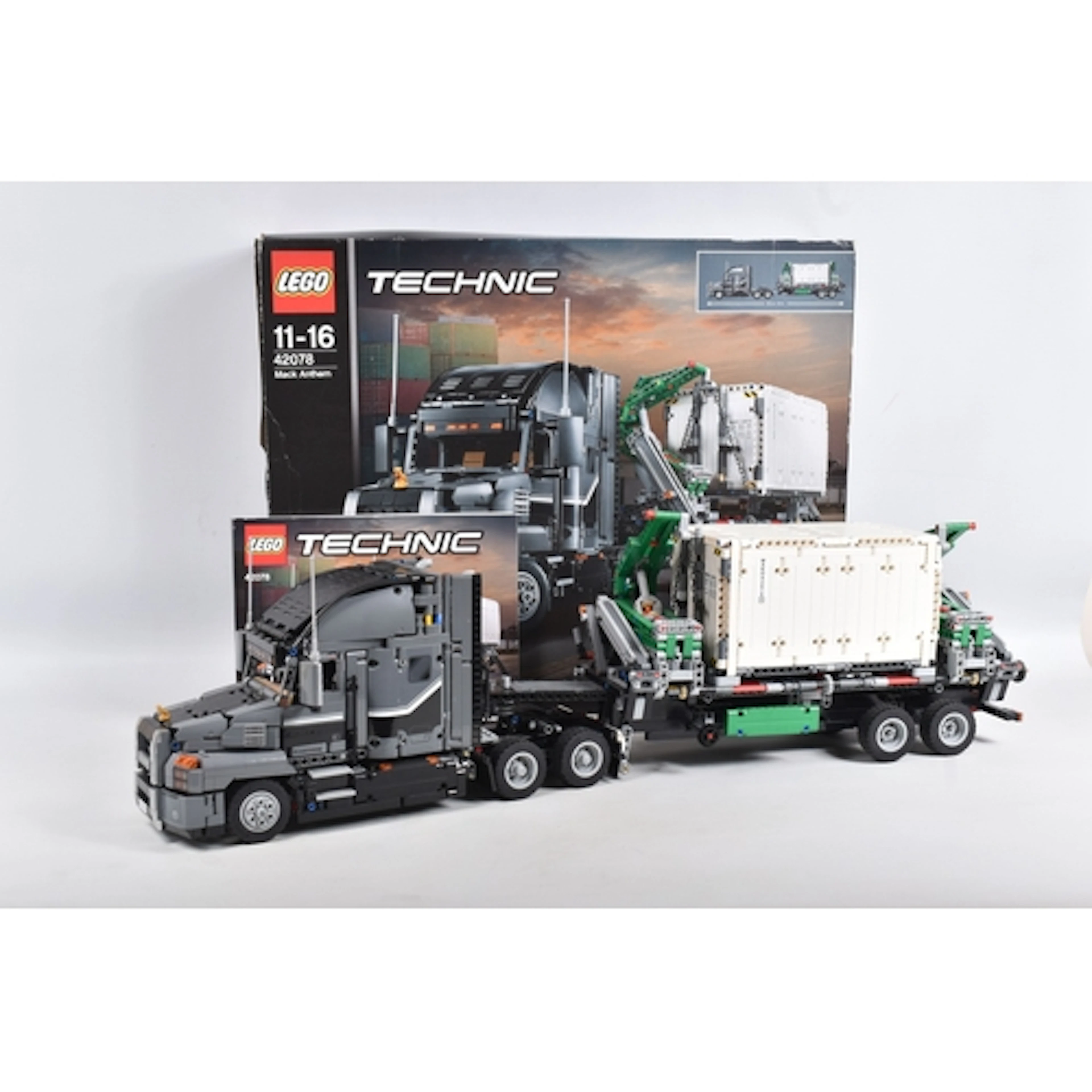 A BUILT LEGO TECHNIC MACK ANTHEM TRUCK, no. 42078, includes ...