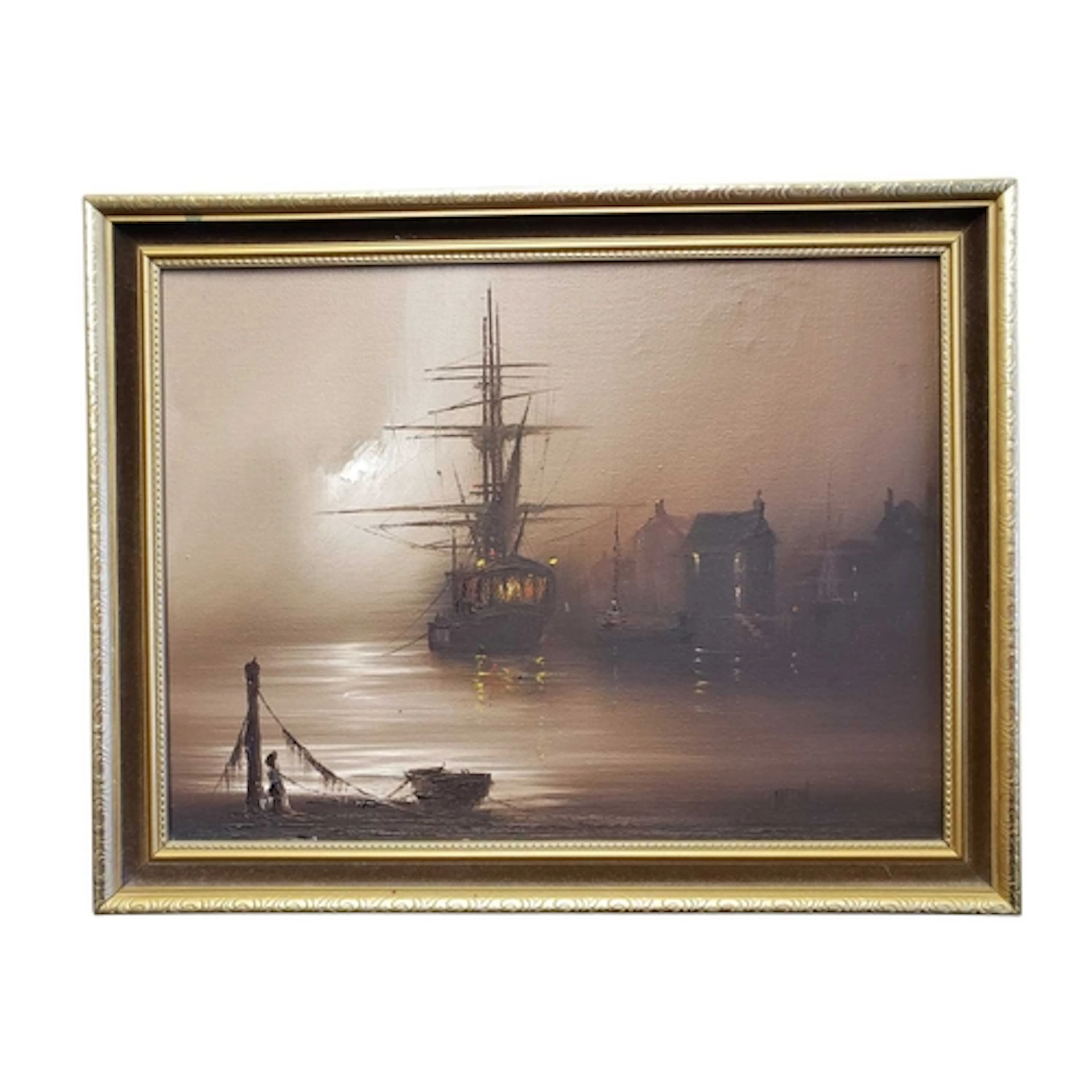 Barry Hilton (B. 1941) - 20th century maritime harbour oil o...