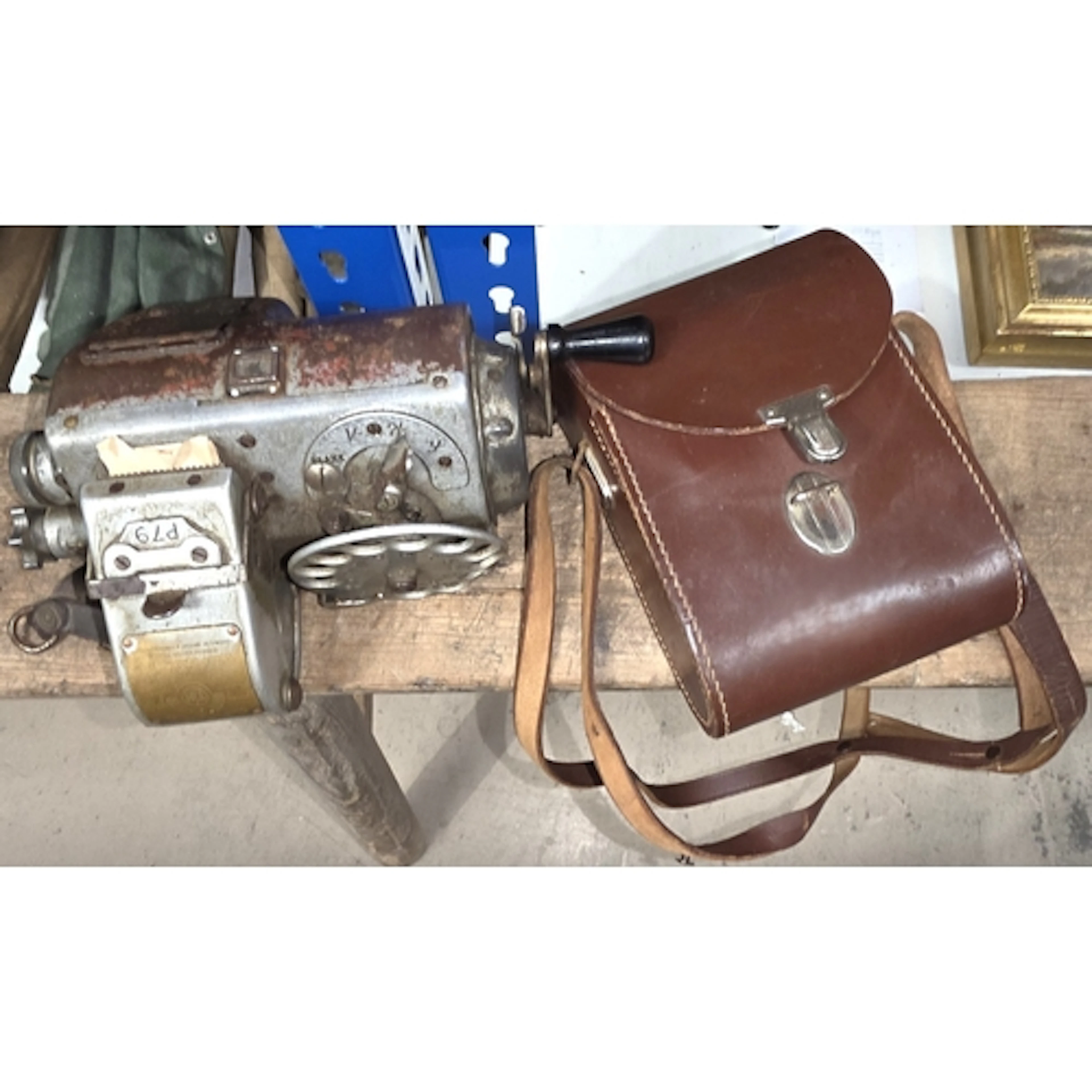 A vintage ticket machine and vintage binoculars and two Len ...