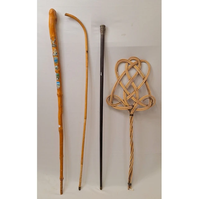 Ebonised White Metal Topped Indian Cane with historic repair...