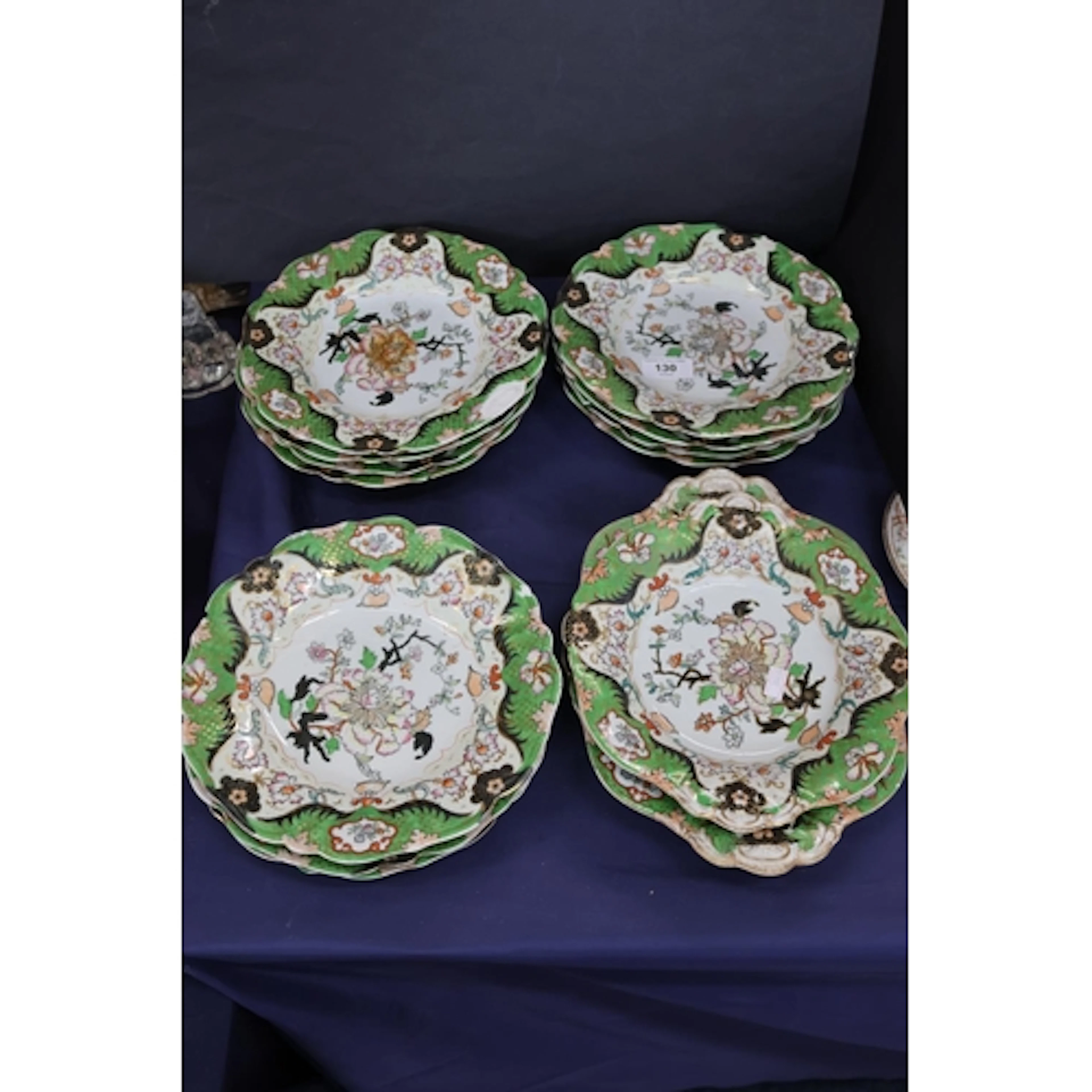 Masons dessert set comprising plates and dishes, each with f...