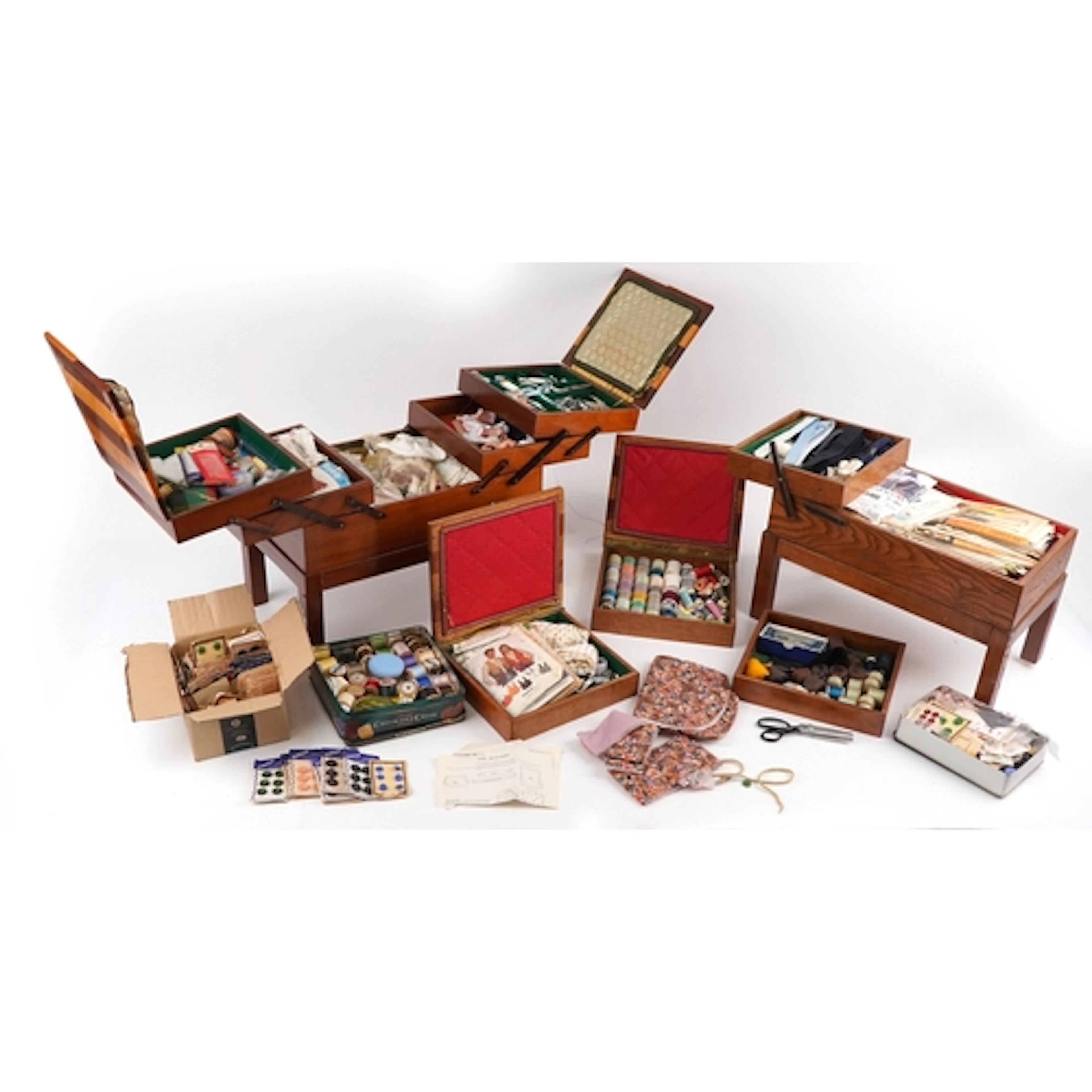 Large collection of vintage sewing items including buttons, ...