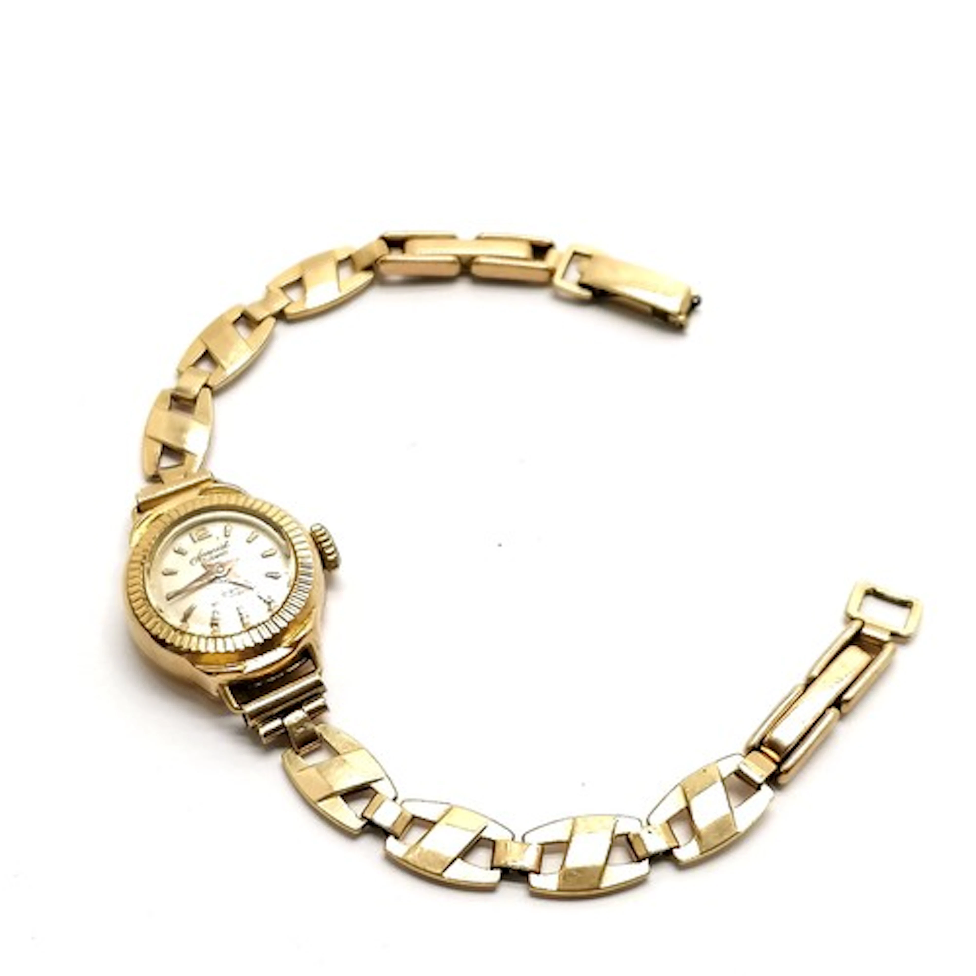9ct gold Rotary wristwatch with integral 9ct gold bracelet -...