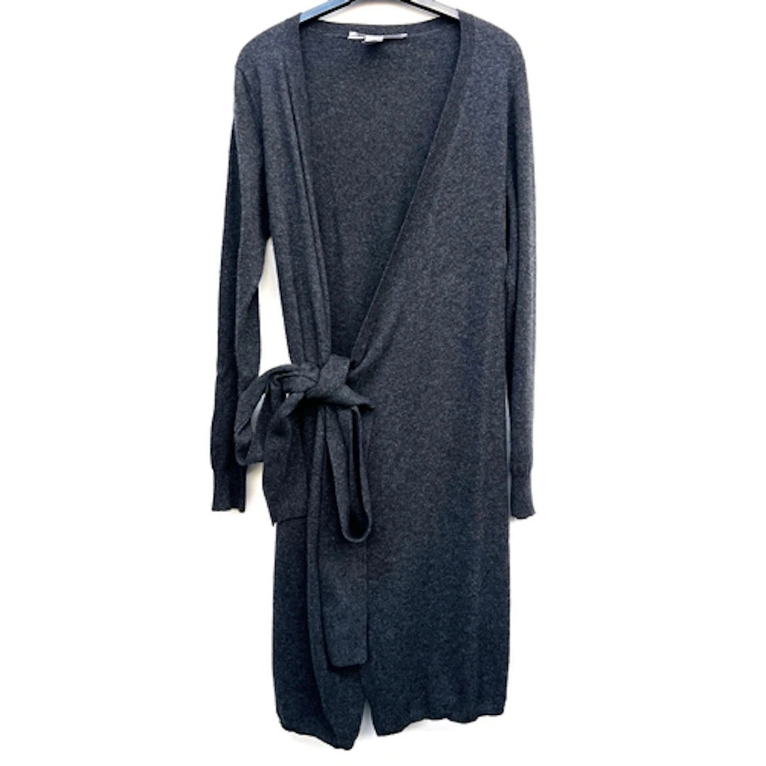 A Diane von Furstenberg 'Jewel' cashmere wrap dress in charc...
