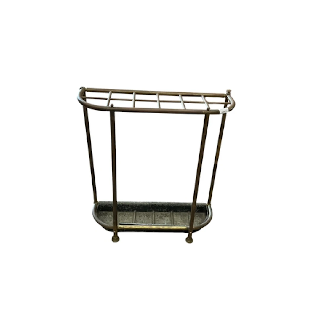 An Edwardian twelve division brass stick stand, width 62cm, ...
