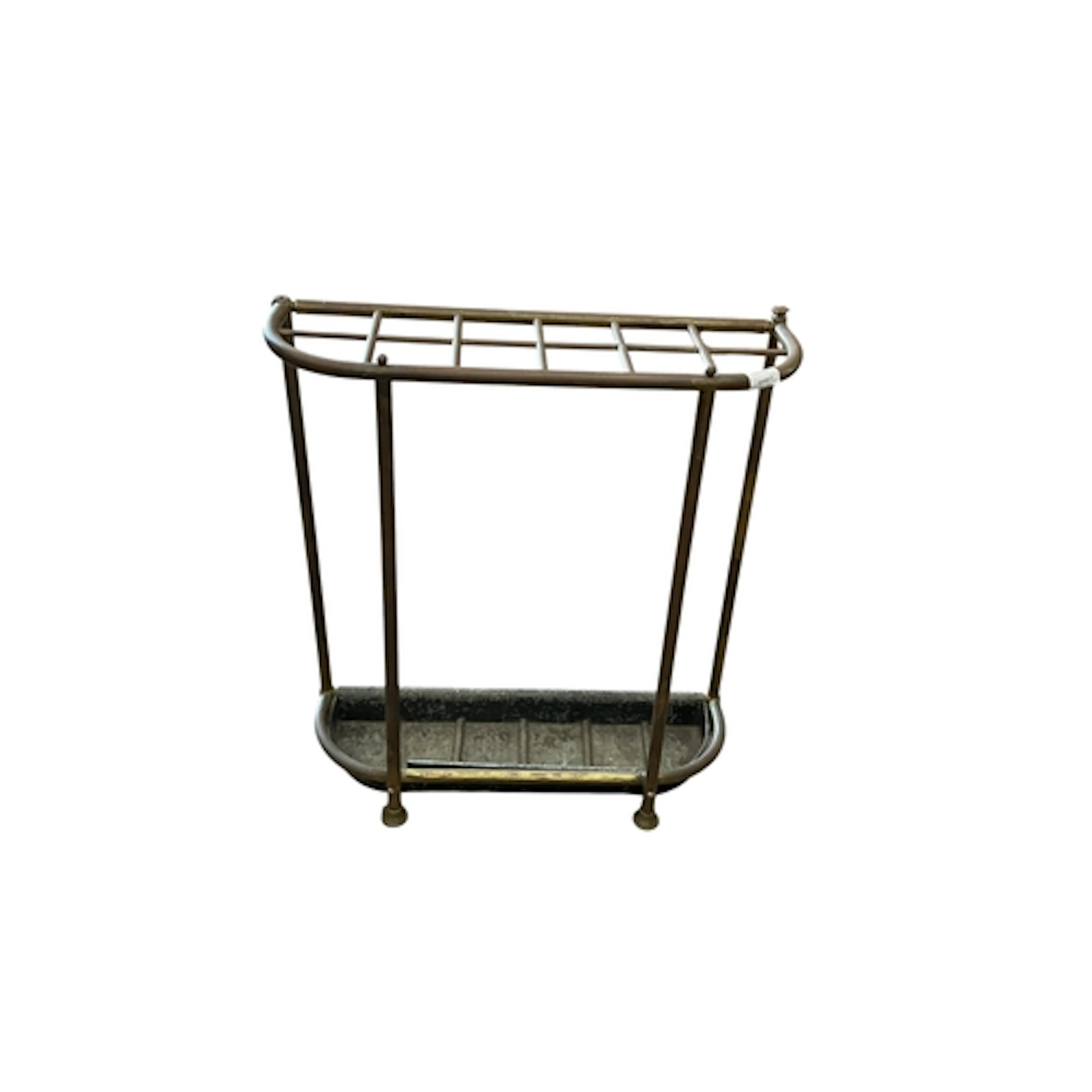 An Edwardian twelve division brass stick stand, width 62cm, ...