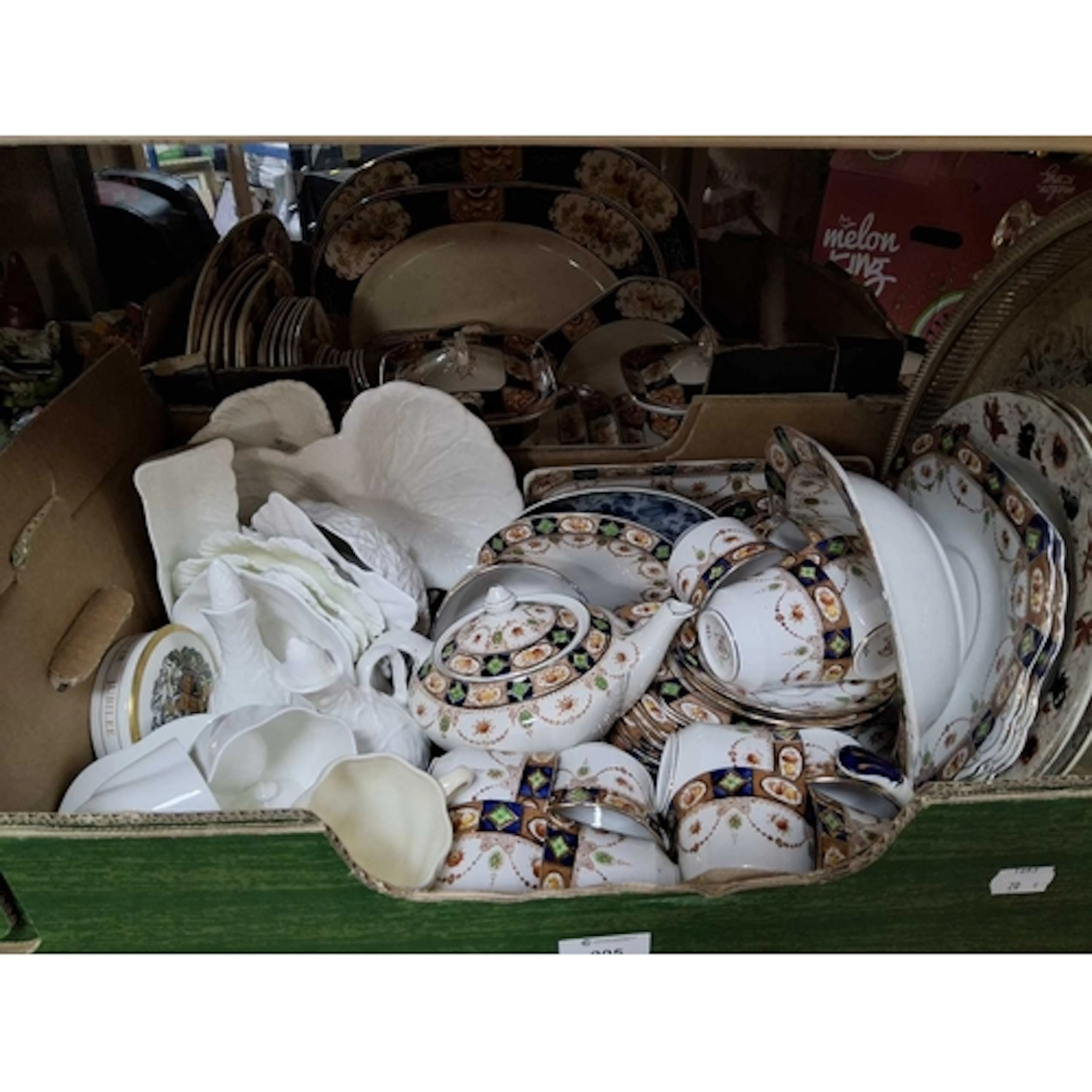 TWO BOXES OF VINTAGE HOUSEHOLD CERAMICS to include a box con...