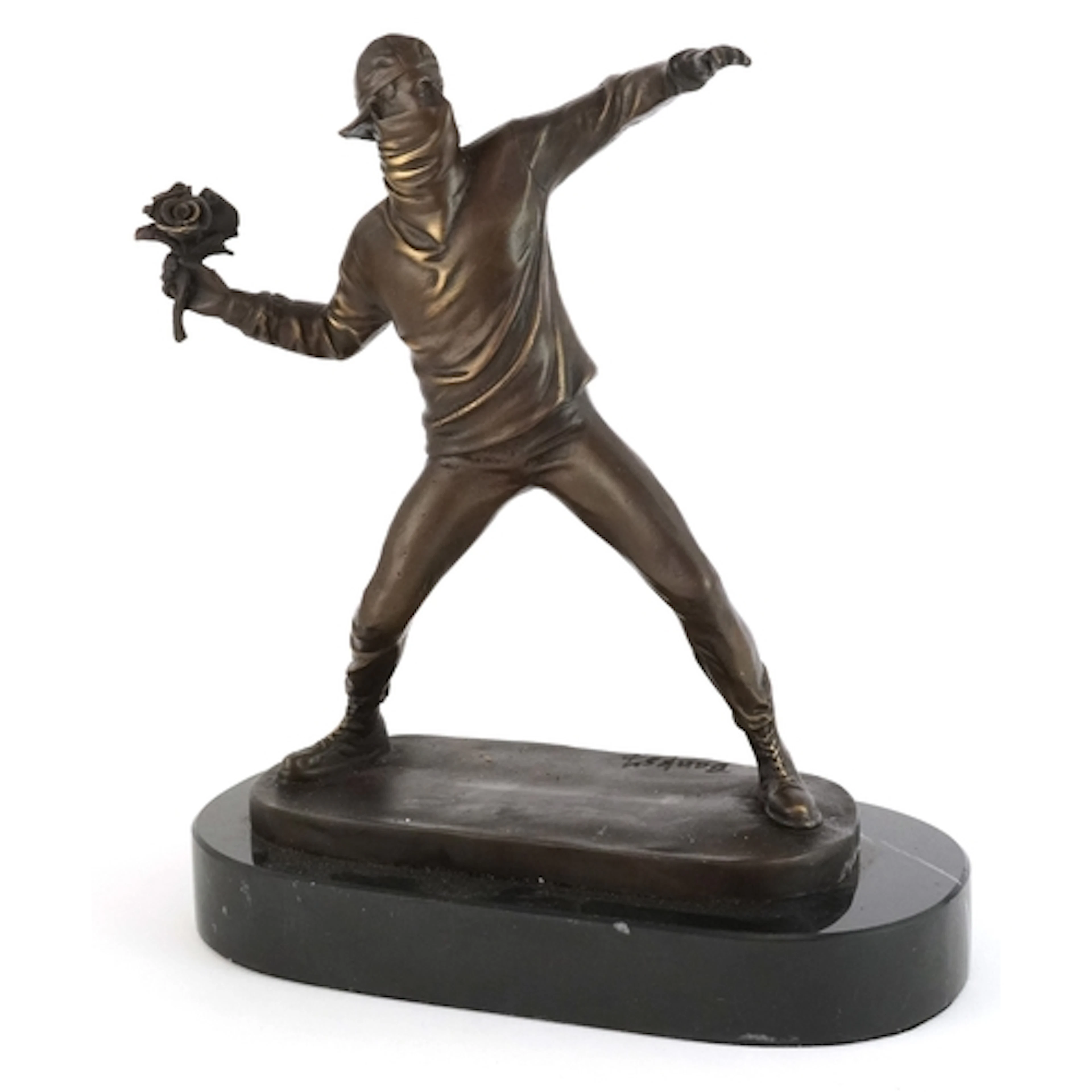 After Banksy, a patinated bronze study of The Flower Thrower...