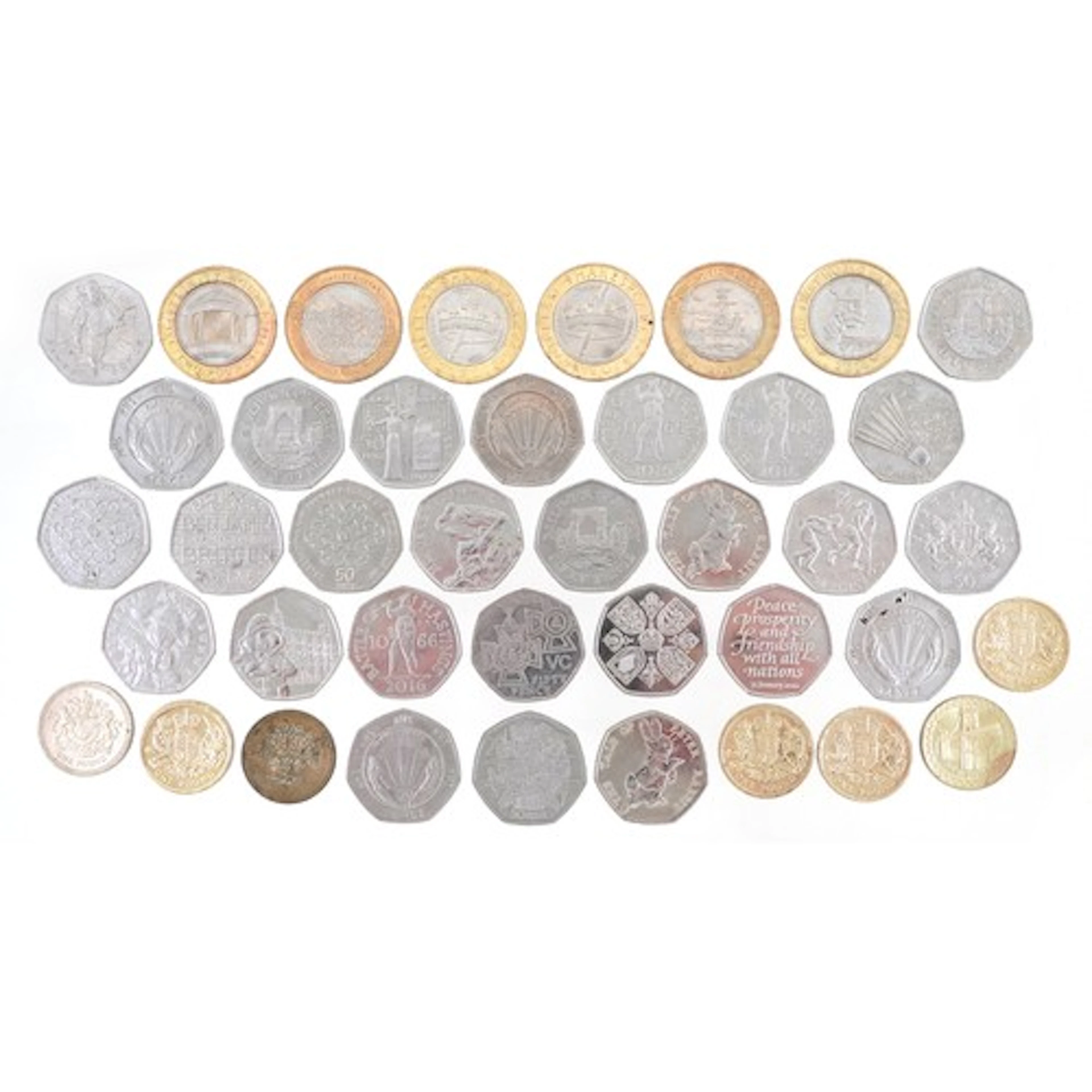 Collectable British decimal coinage including fifty pence pi...