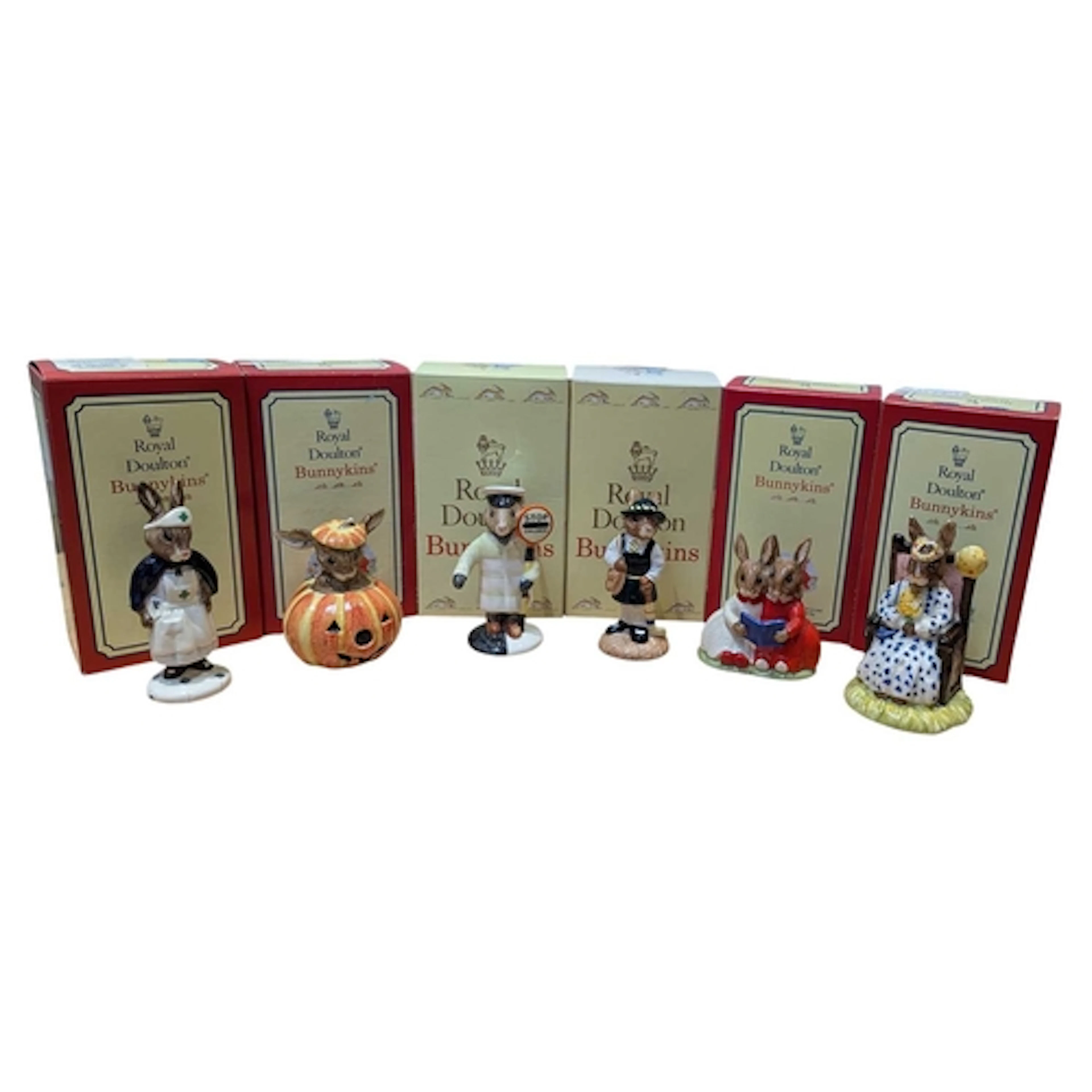 Royal Doulton - Six late 20th century china Bunnykins figure...