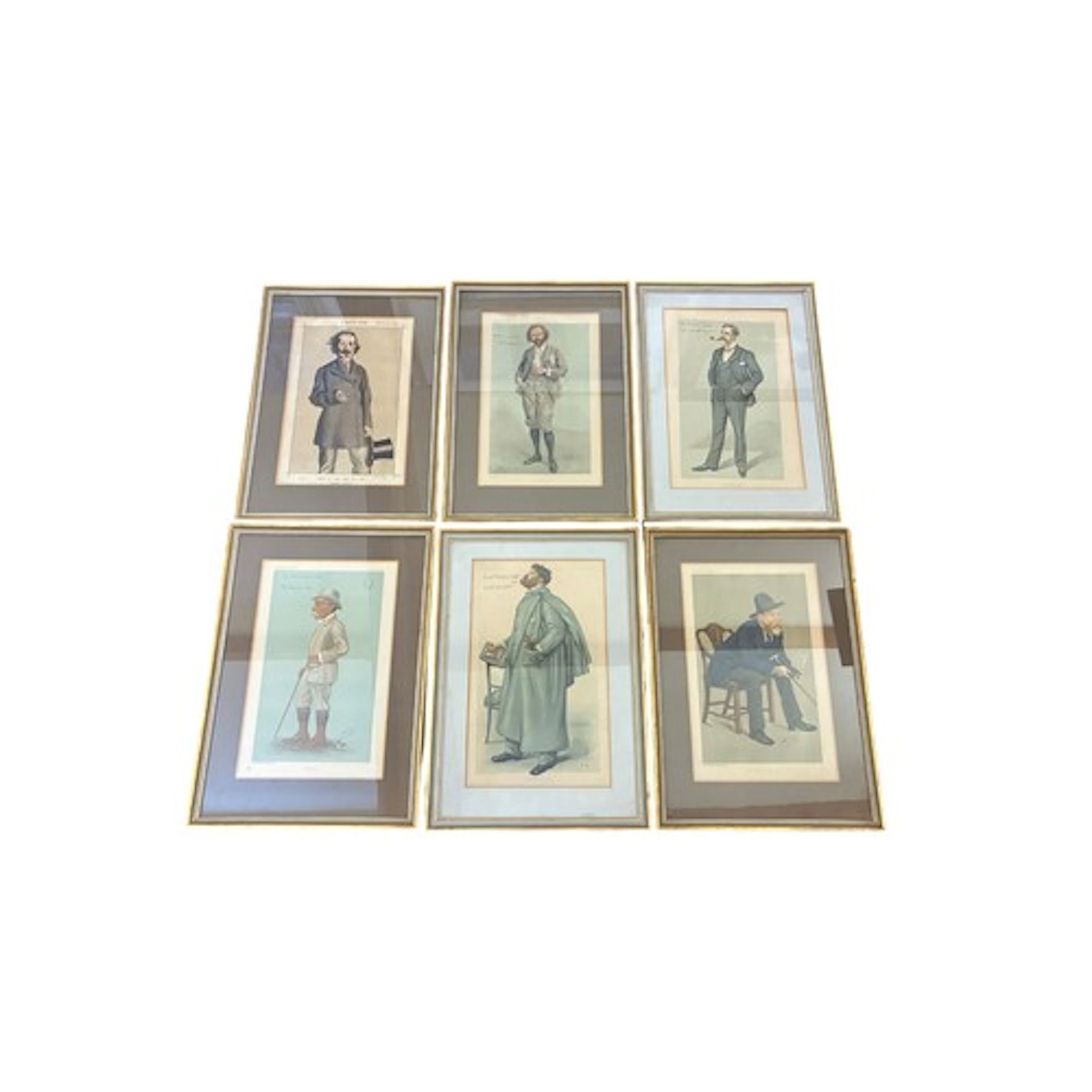 A group of six framed Vanity Fair chromolithographs of gentl...