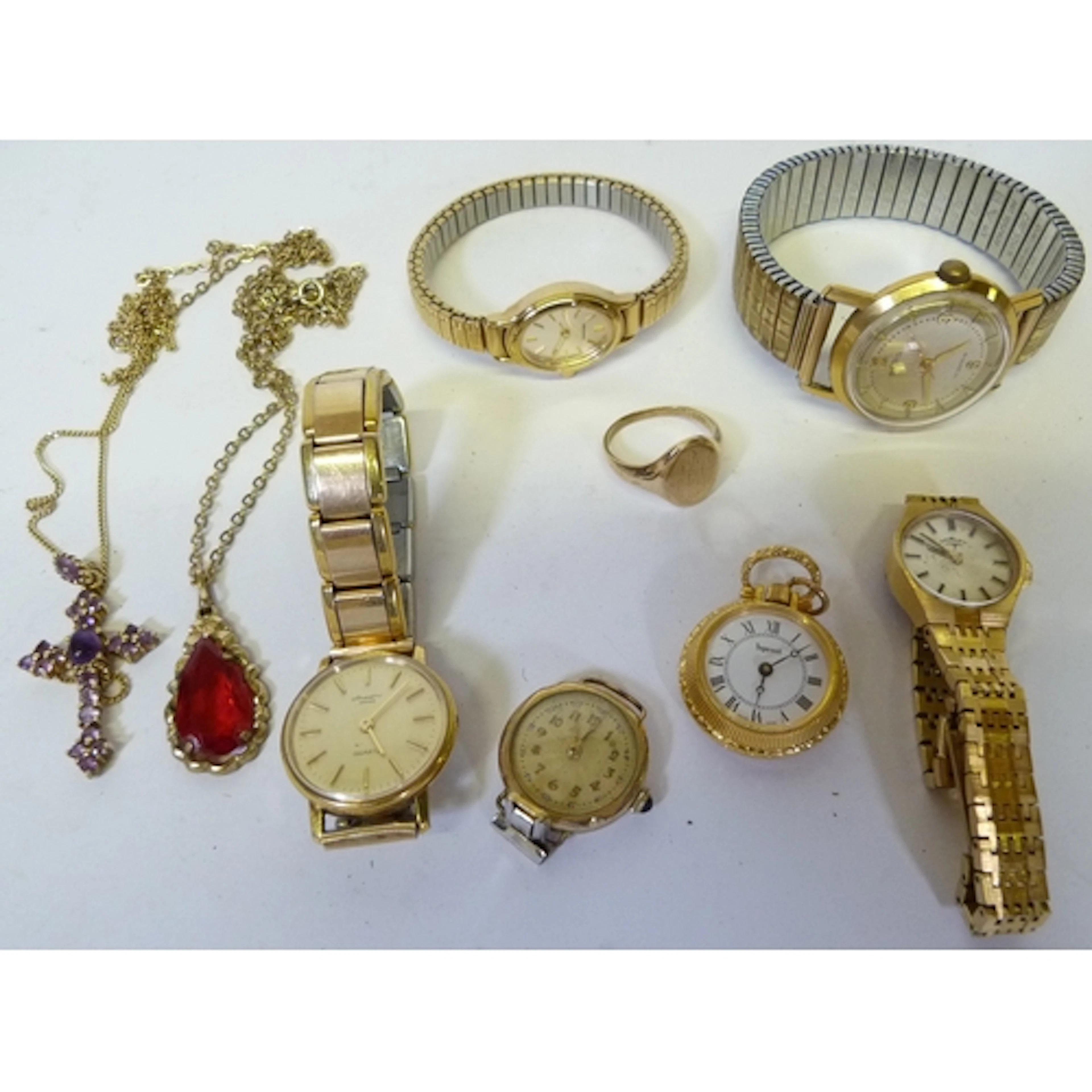 Group of watches and costume jewellery to include a manual w...