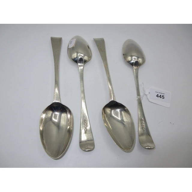 Set of 4 Georgian Silver Table Spoons, London 1828, Maker HH...