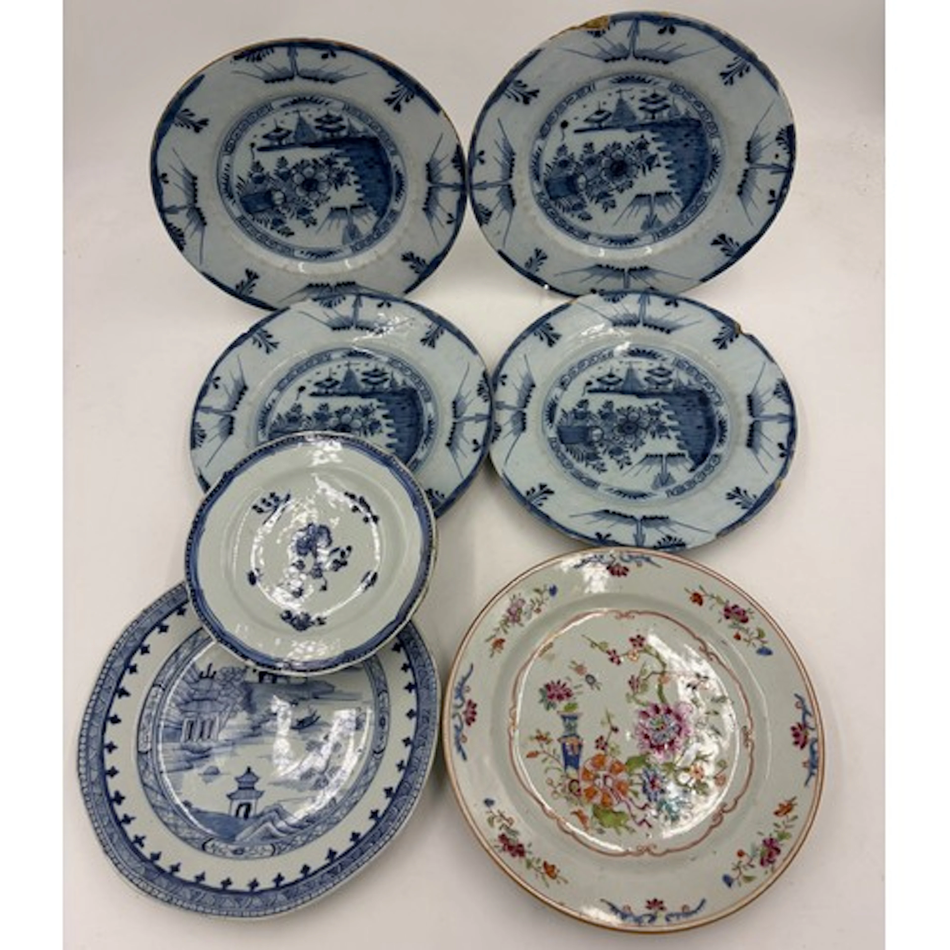Collection of ceramics to include four 18th century Delft pl...
