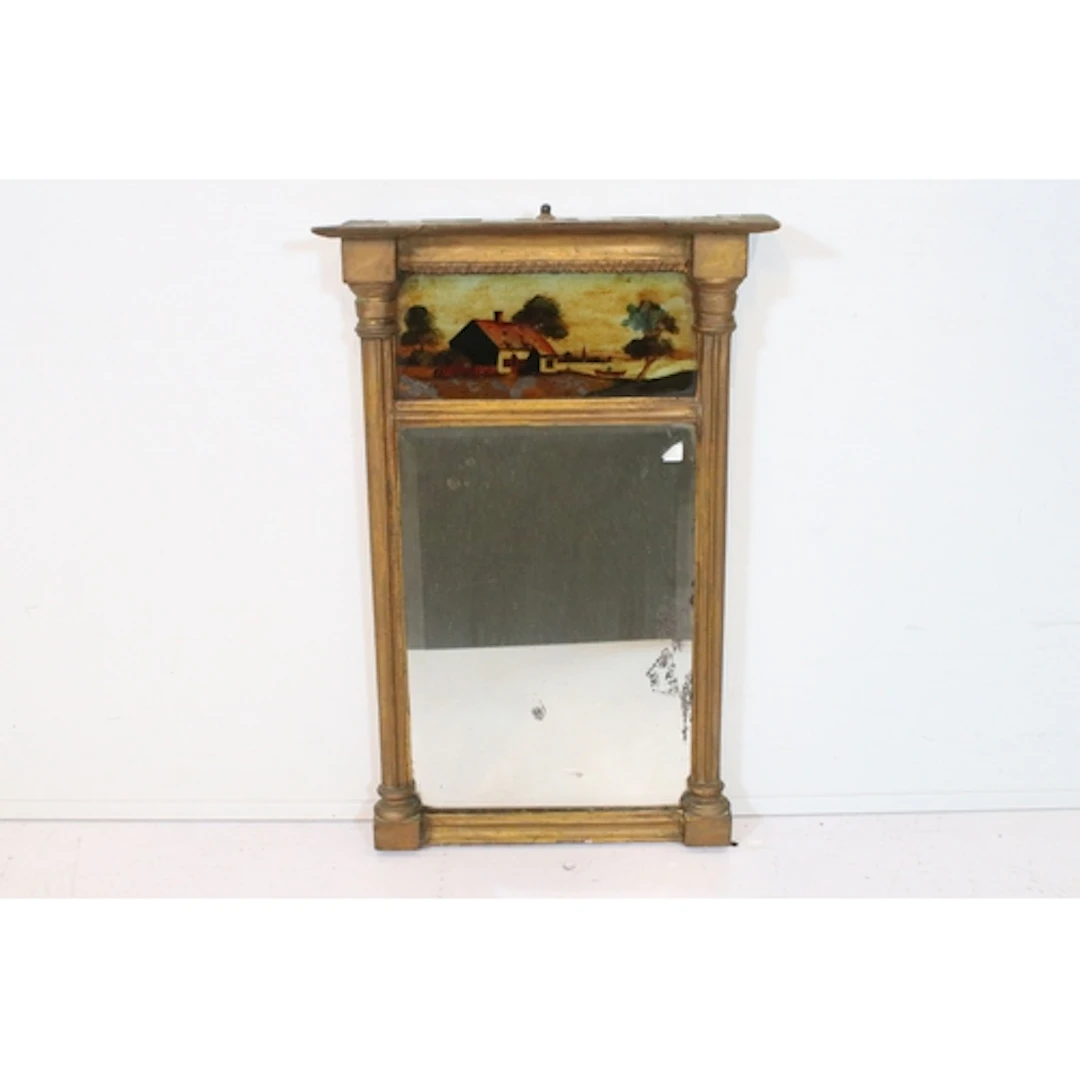 19th century Georgian pier glass style mirror, having revers...