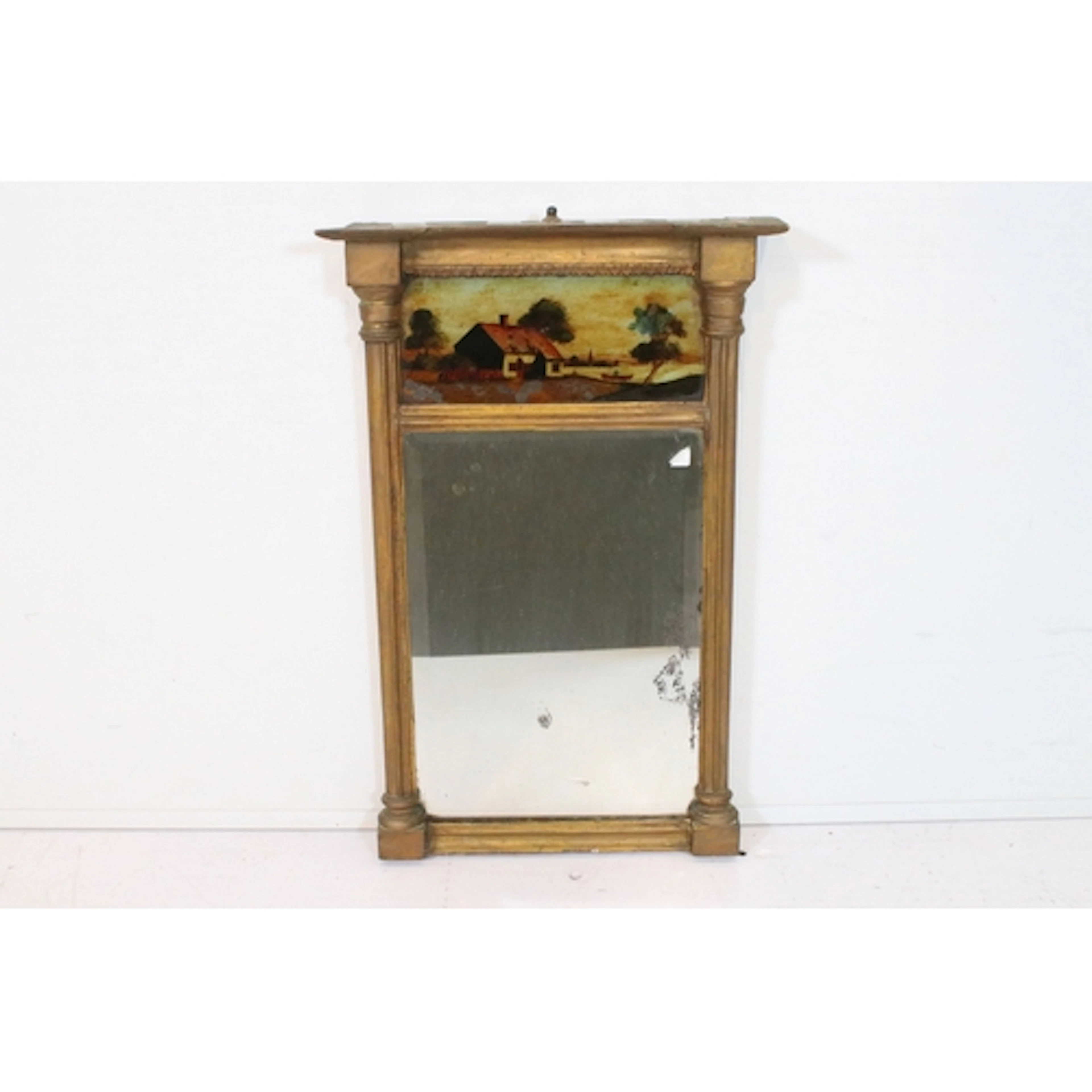 19th century Georgian pier glass style mirror, having revers...