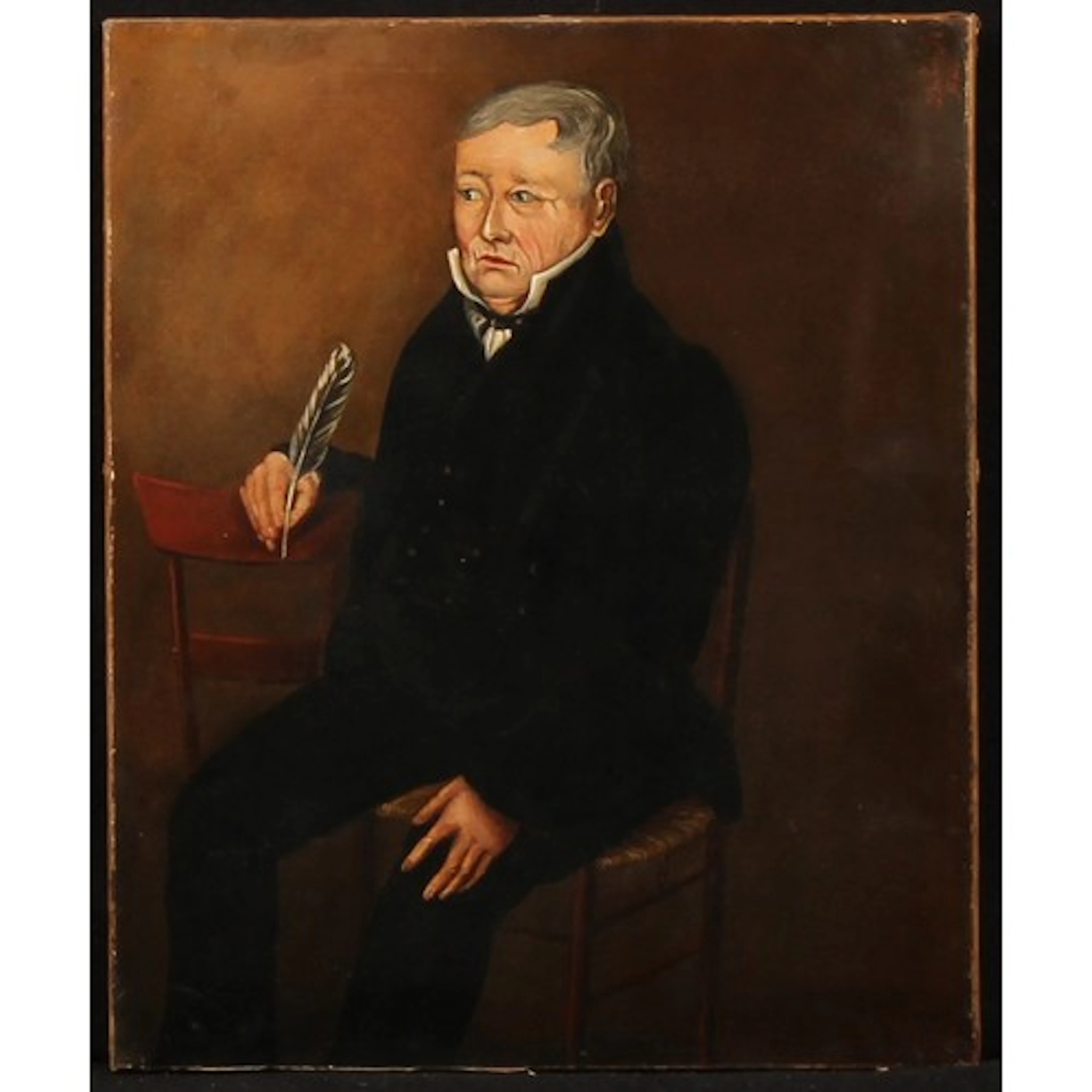 English School (19th century) Portrait of a Gentleman with ...