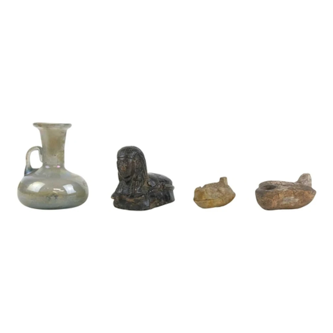 An Egyptian carved stone scarab seal. Hybrid sphinx form, ca...